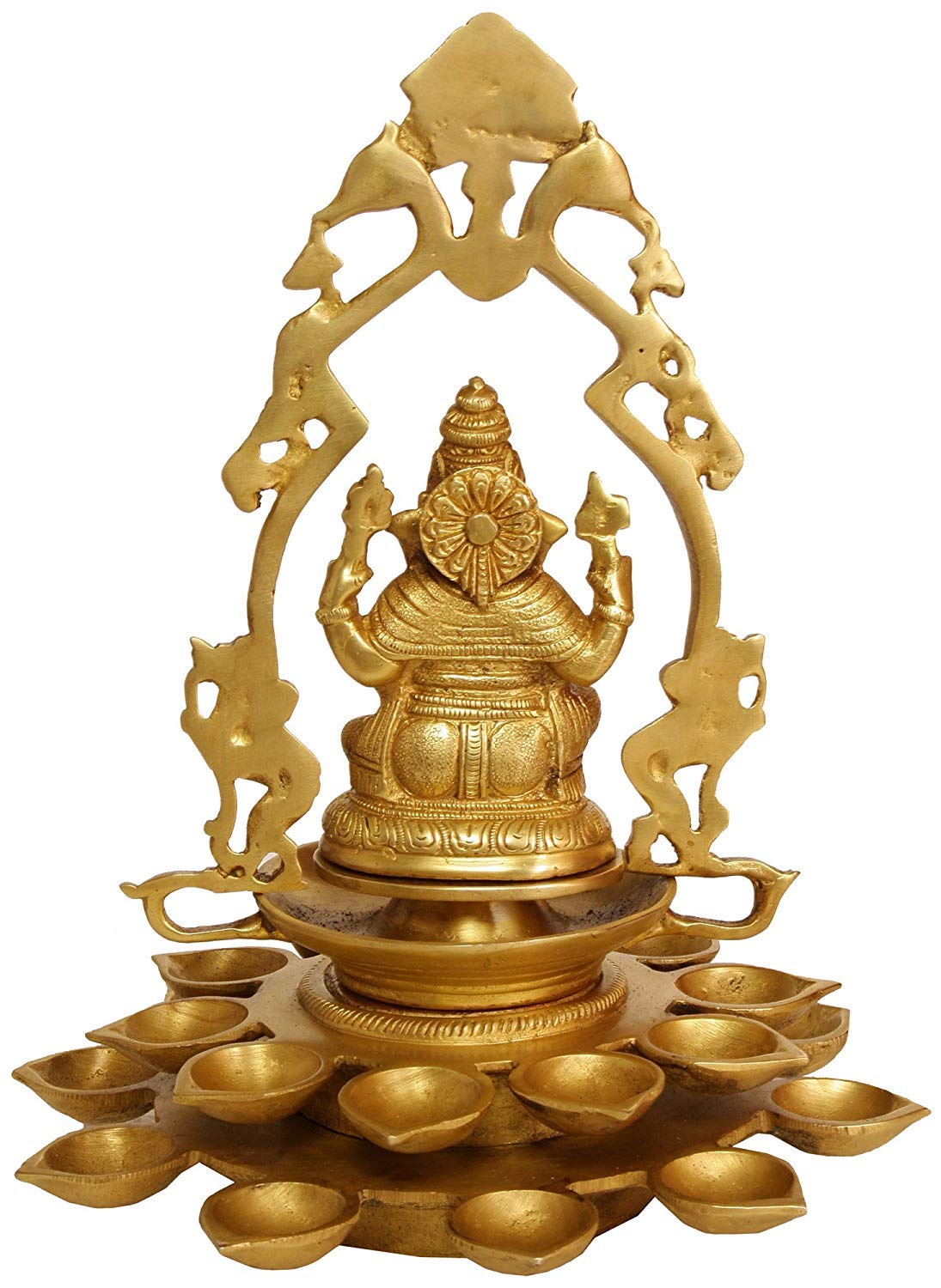 Handcrafted Ganesha Brass Lamp - Elegant Hindu God Statue for Home Decor, Meditation & Spiritual Puja Ceremonies