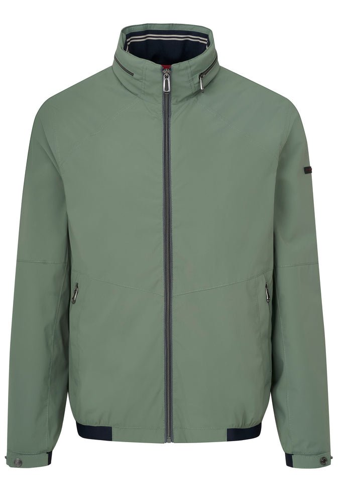 BUGATTI Men's Full Zip Jacket - Lightweight Windbreaker, Water-Resistant Outdoor Hoodie for Hiking, Running & Travel - Sage Green