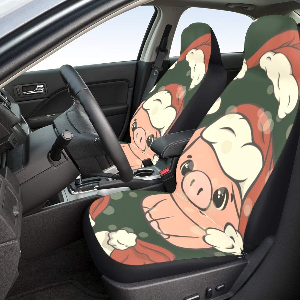 Cute Pig Car Seat Covers Set of 2 for Most Vehicles - Christmas Gift for Pet Lovers