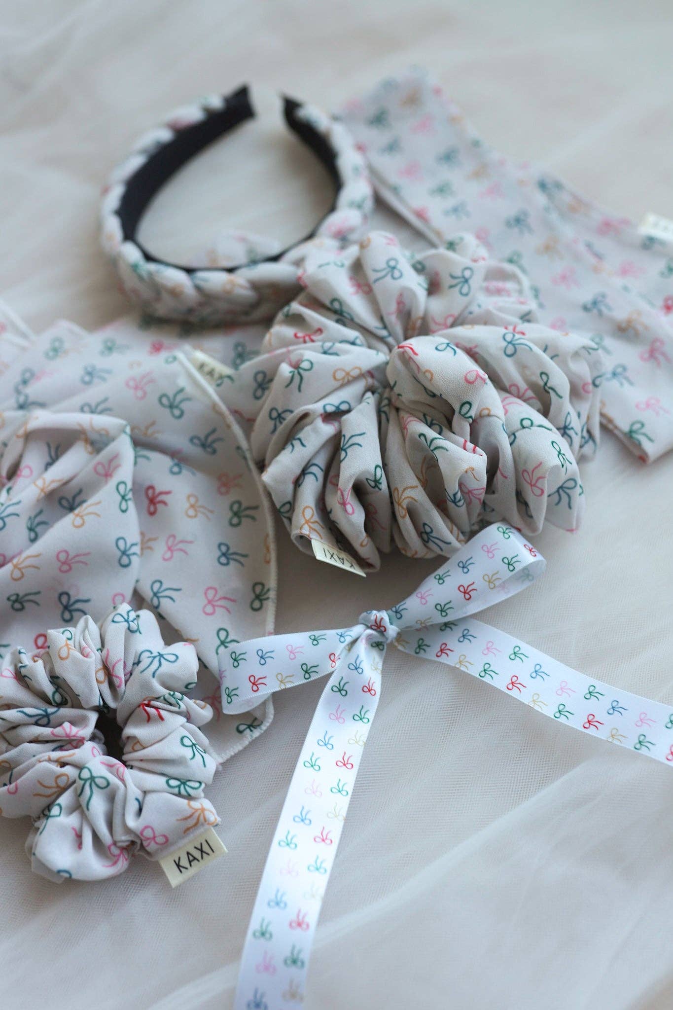 Bow Pattern Hair Scrunchie - Soft Elastic Hair Tie for Women & Girls - Perfect for Workouts, School, and Everyday Styling