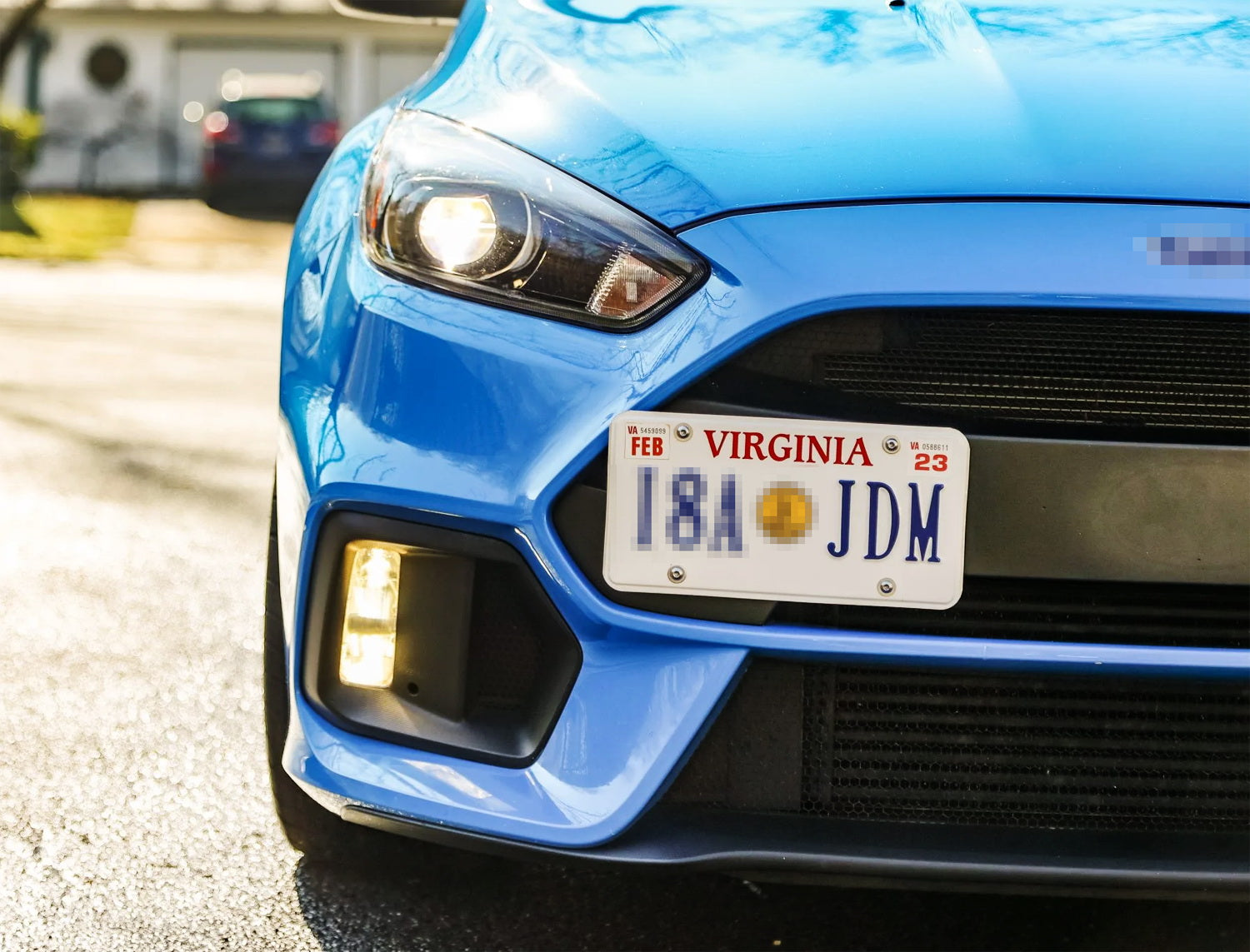 16-18 Ford Focus RS Front Bumper Tow Hook License Plate Bracket Adapter - Durable Off-Road & Track Day Accessory for Custom Car Styling