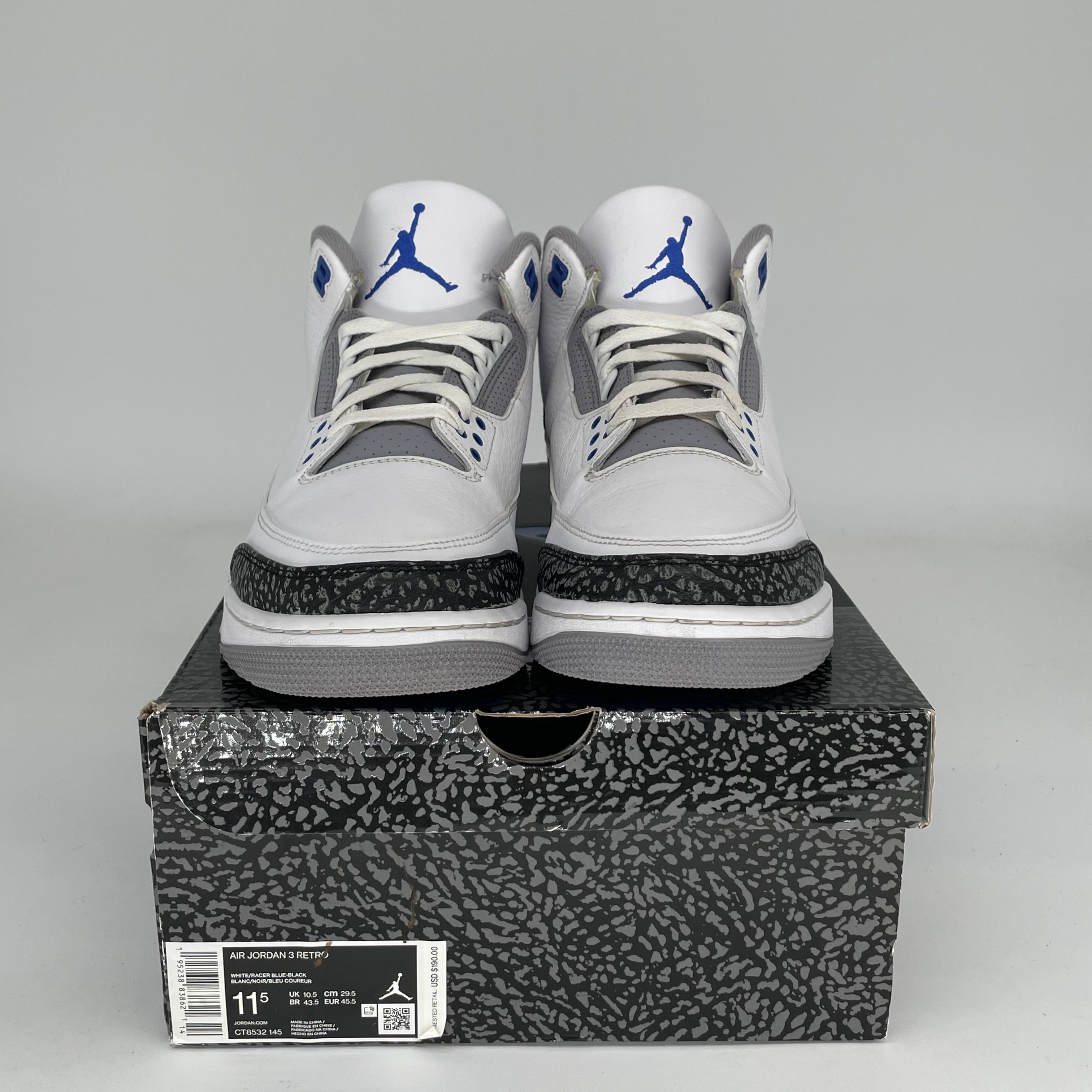 AIR JORDAN 3 RACER BLUE Men's Basketball Shoes Size 11.5 - Style CT8532-145 | Retro Sneakers for Casual Wear & Street Fashion