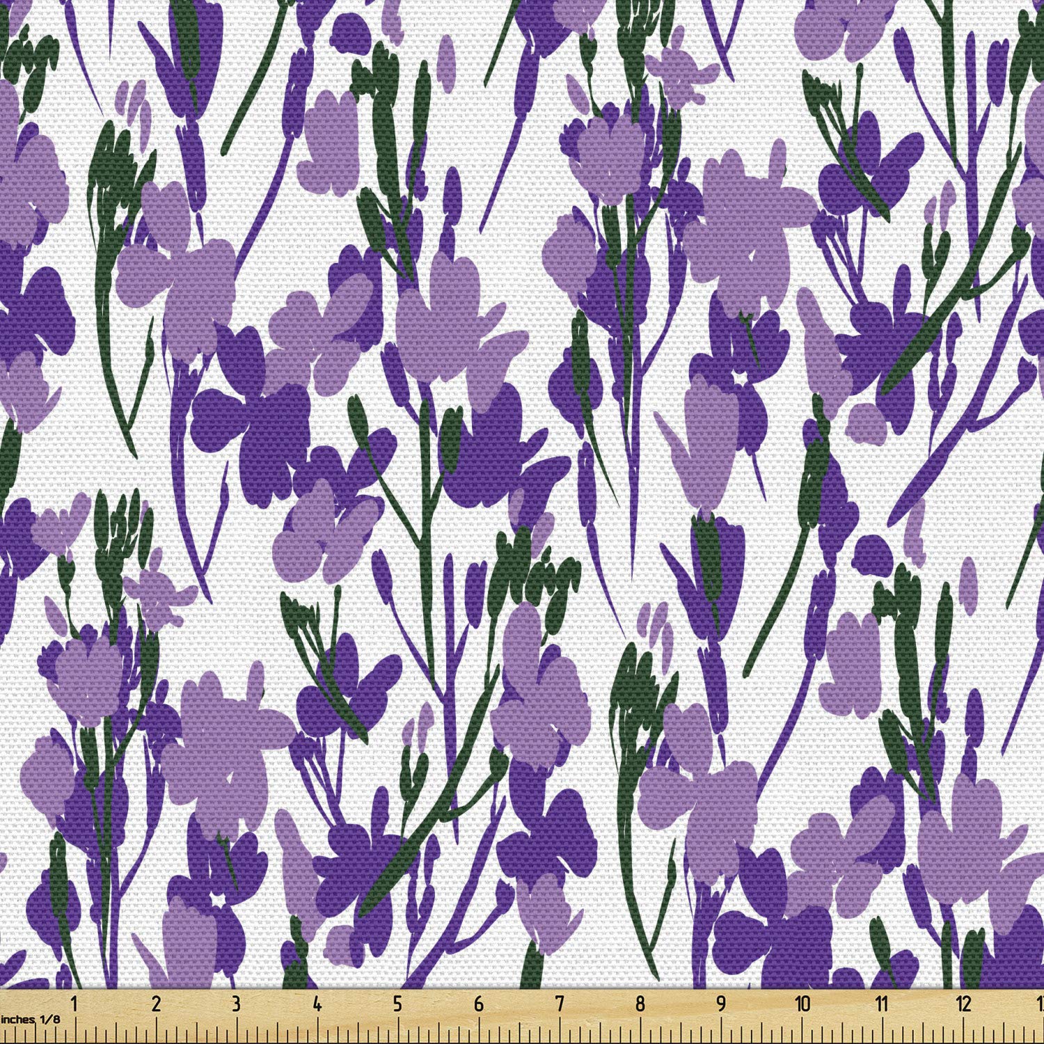Ambesonne Floral Fabric by The Yard - Continuous Wild Flower Blossoms Tropical Bouquet Print, Decorative Upholstery Fabric for Sofa, Curtains & Home Decor (Lavender Jade Green) - Perfect for Spring Home Makeover, DIY Projects & Boho Chic Interior Design