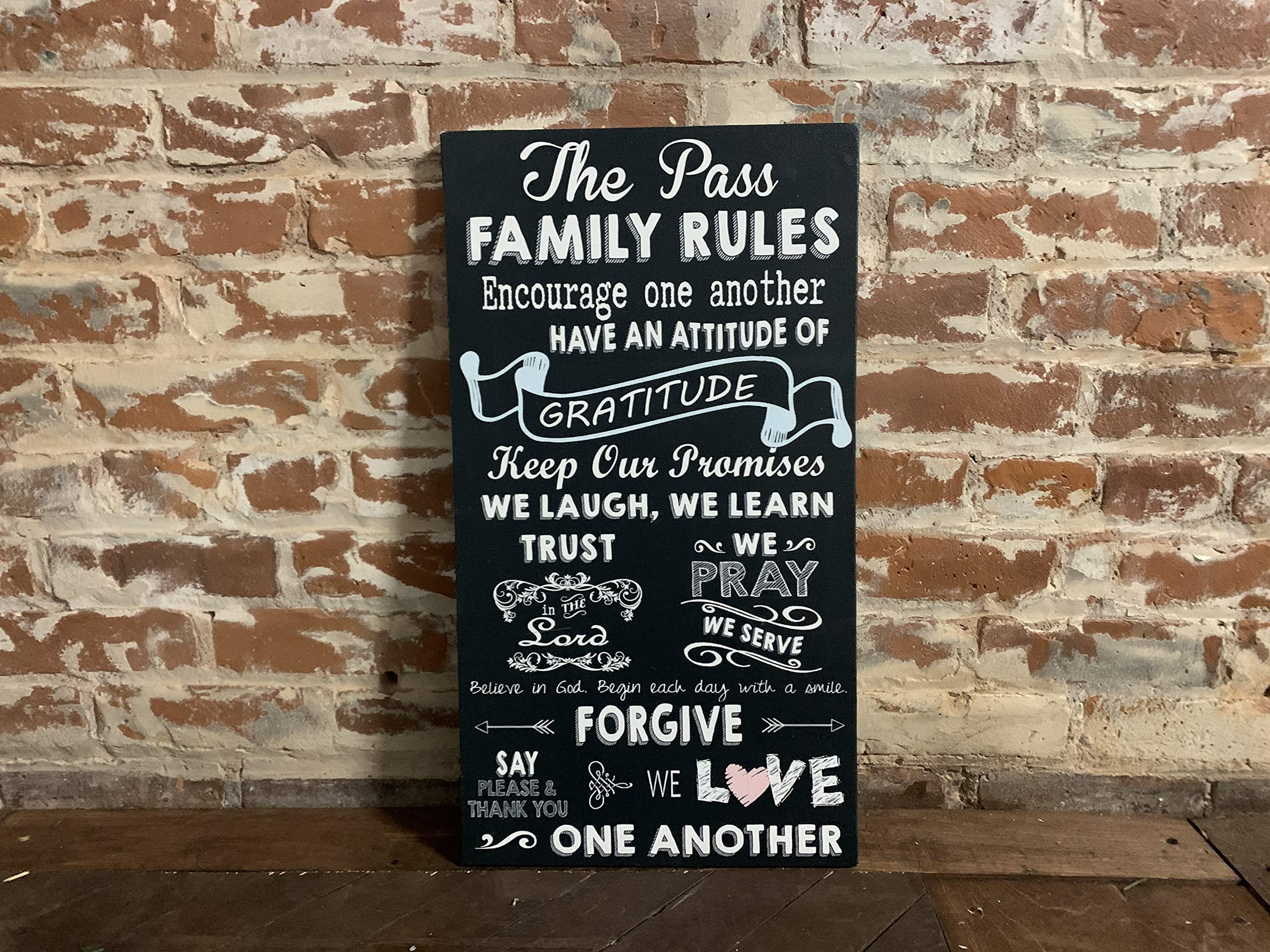 Personalized Family Rules Sign - Custom Wall Decor Plaque & Canvas Art - Unique Christmas, Birthday, Housewarming & Bridal Shower Gift Idea - Perfect for Home, Nursery & Wedding Decor