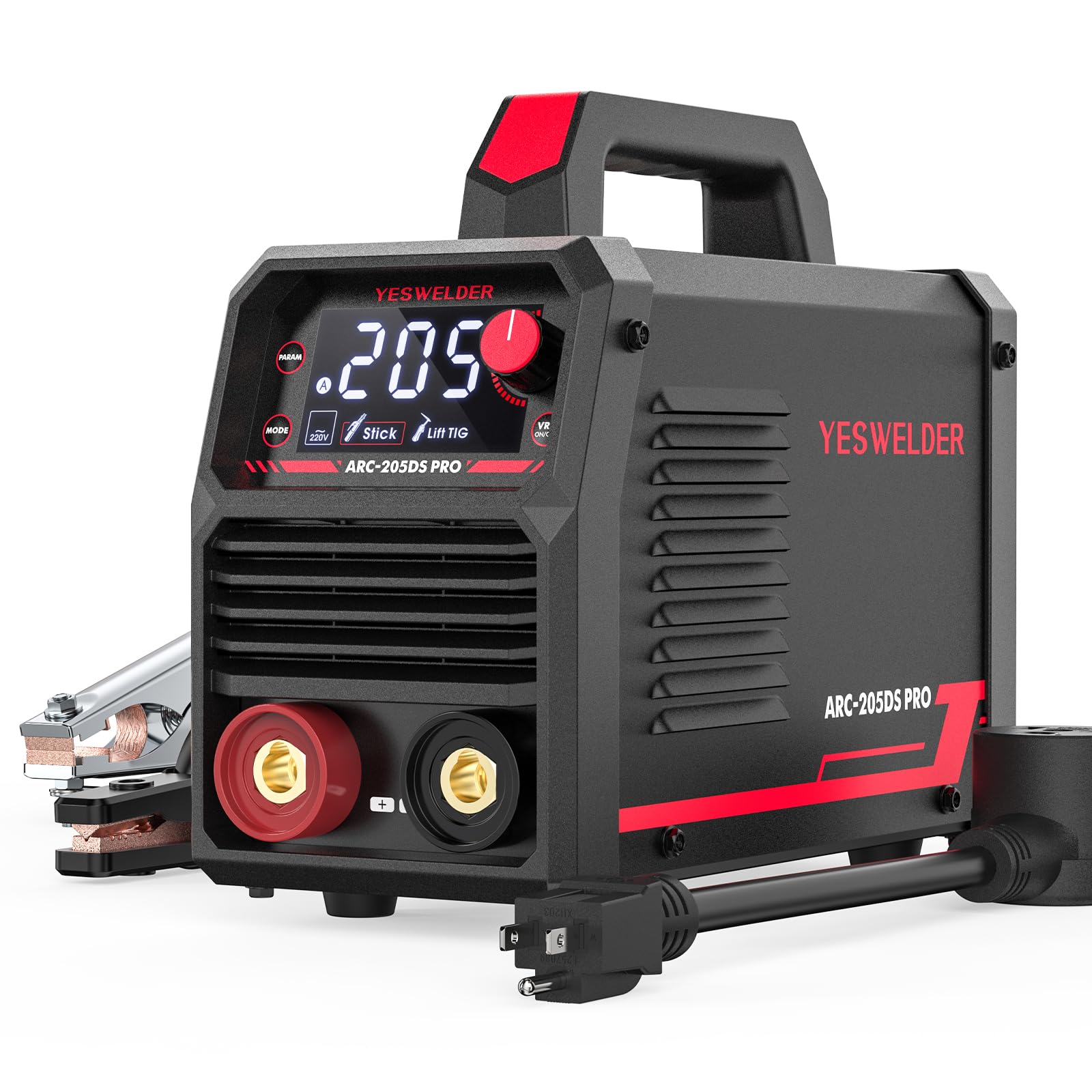 YESWELDER True Color Solar Powered Auto Darkening Welding Helmet with Large Viewing Area - Ideal for MIG, TIG, and Arc Welding | YESWELDER 205Amp IGBT Inverter Stick Welder with Large LED Display - Perfect for Home DIY, Metal Fabrication, and Professional Welding Projects