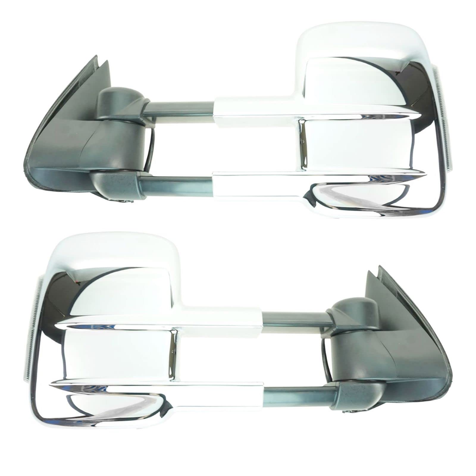 Heated Power Telescoping Side View Mirrors with Turn Signal for Chevy GMC - Chrome Pair Set - Perfect for Winter Driving & Enhanced Safety