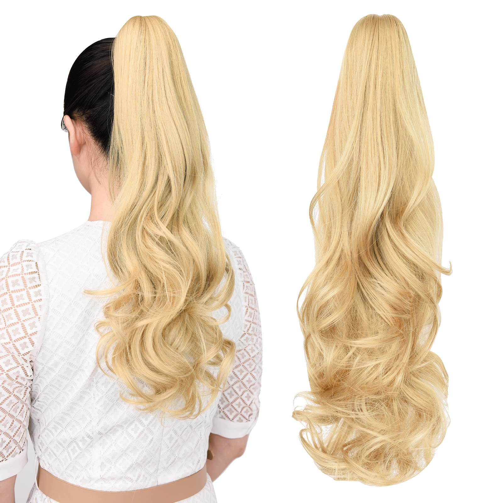 Natural Straight Ponytail Hair Extension with Claw Clip - Seamless Blonde Brown Black Hairpiece for Women - Perfect for Parties, Weddings & Everyday Styling