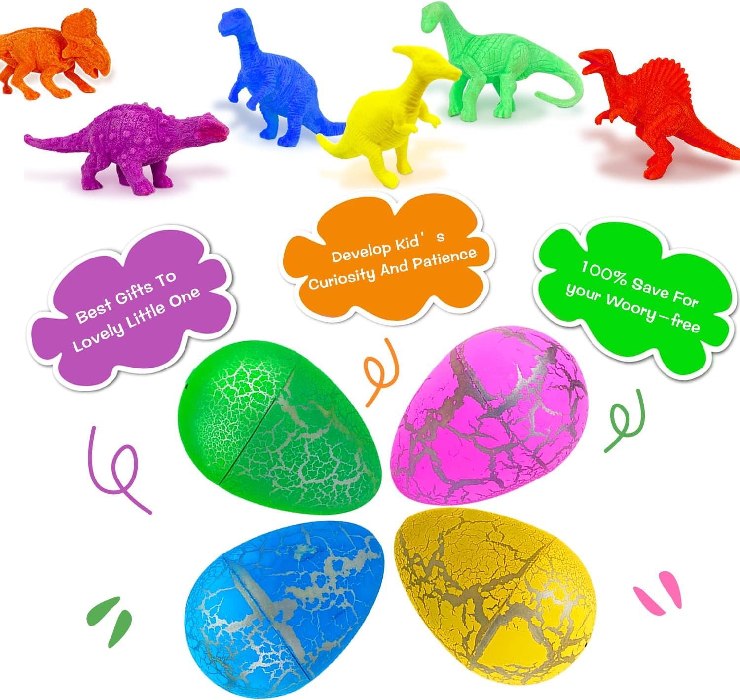 24 Pack Jumbo Easter Dinosaur Eggs - Fast Hatching in 2 Hours, Grow in Water Dinosaur Toys for Easter Baskets, Party Favors & Egg Hunt Goodie Bags - Prefilled with Fun Toys Inside - Perfect for Easter Celebrations, Kids Birthday Parties & Classroom Activities