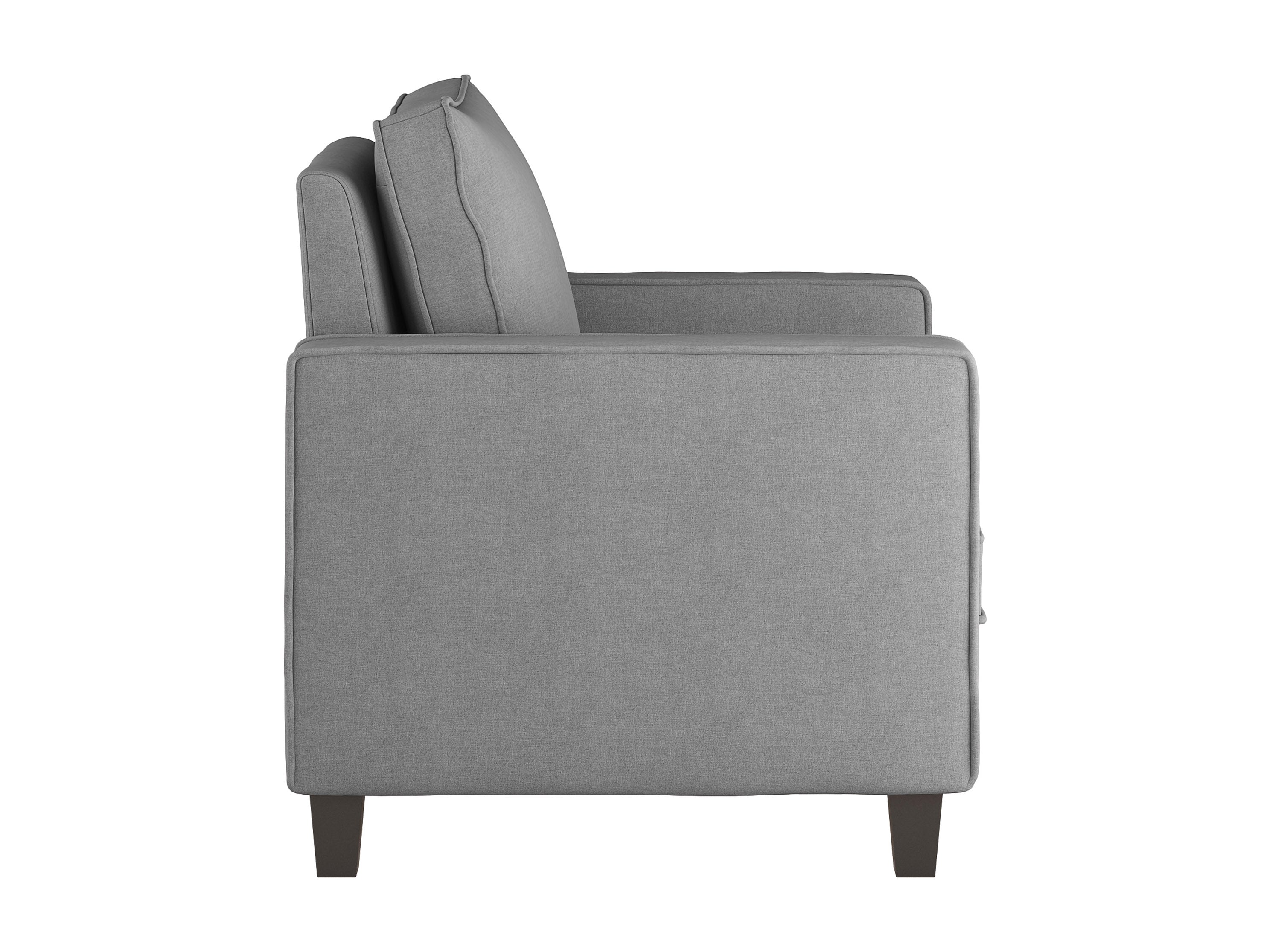 Mid Century Modern Arm Chair - Light Grey Upholstered Lounge Chair for Living Room, Office & Reading Nook | Retro Style Accent Furniture with Comfortable Cushions