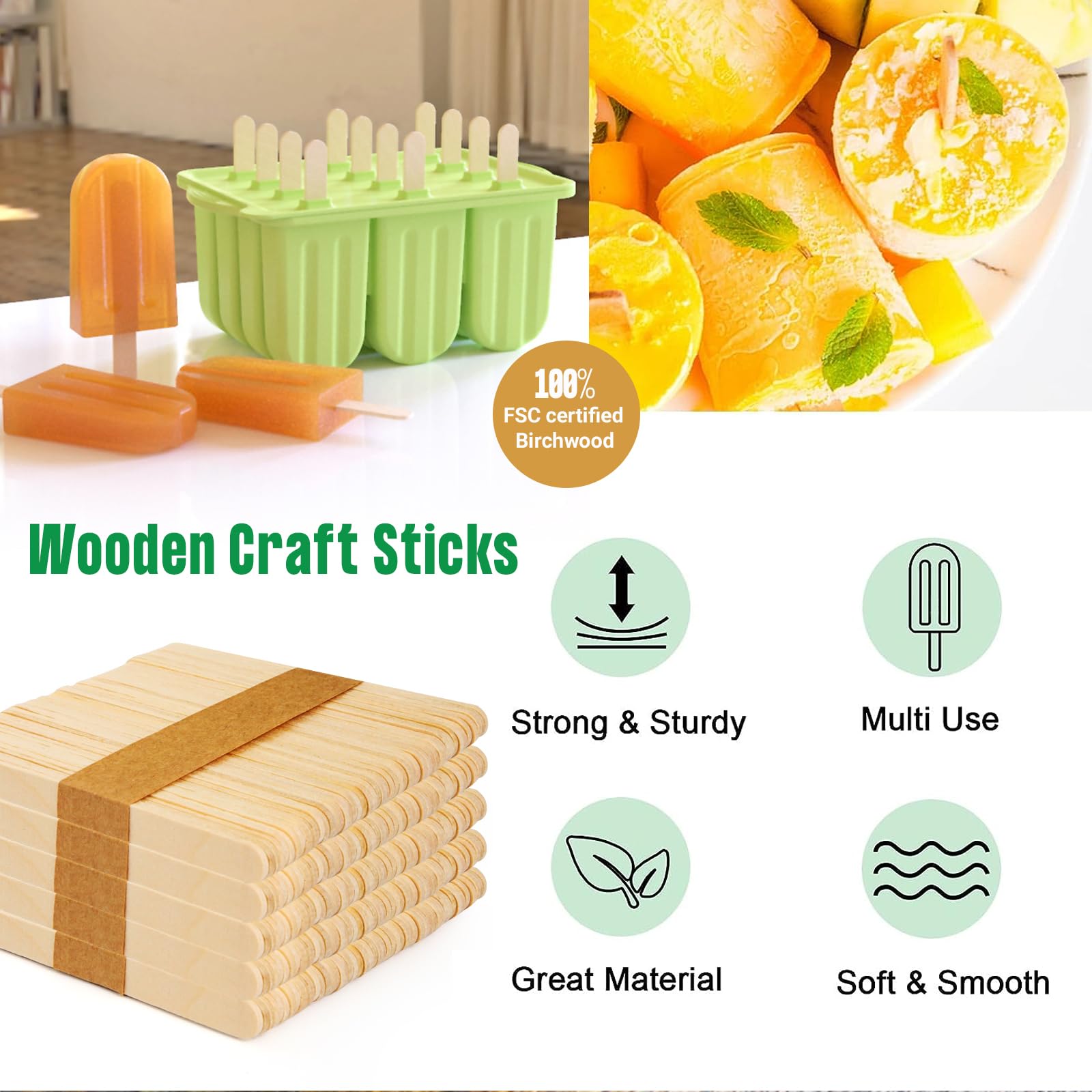 4.5 Inch Wooden Craft Sticks - Bulk Pack of 10,000 Natural Wood Popsicle Sticks for DIY Crafts, School Projects, Ice Cream Treats & Art Supplies - Perfect for Classroom, Home Decor, and STEM Activities