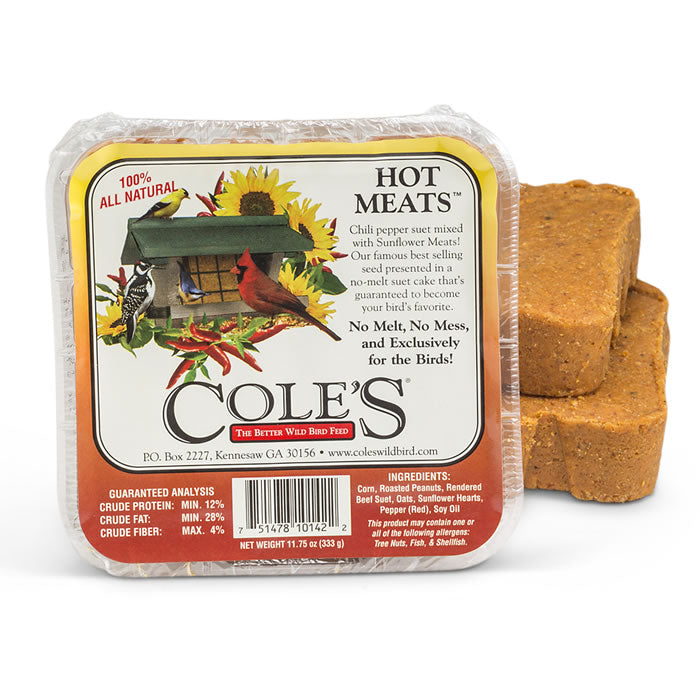 Cole's Hot Meats Suet Cakes - High Energy Wild Bird Food for Woodpeckers, Chickadees & Nuthatches | Perfect for Backyard Bird Feeding in Winter & Cold Weather