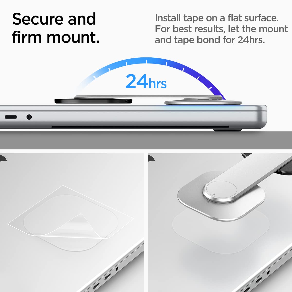 Spigen OneTap MagFit Magnetic Mount Stand for Laptops & Monitors - Compatible with iPhone 16/15/14/13/12 Series, AirPods Pro 2 & AirPods 3 (Silver) | Perfect for Home Office, Car & Travel Use
