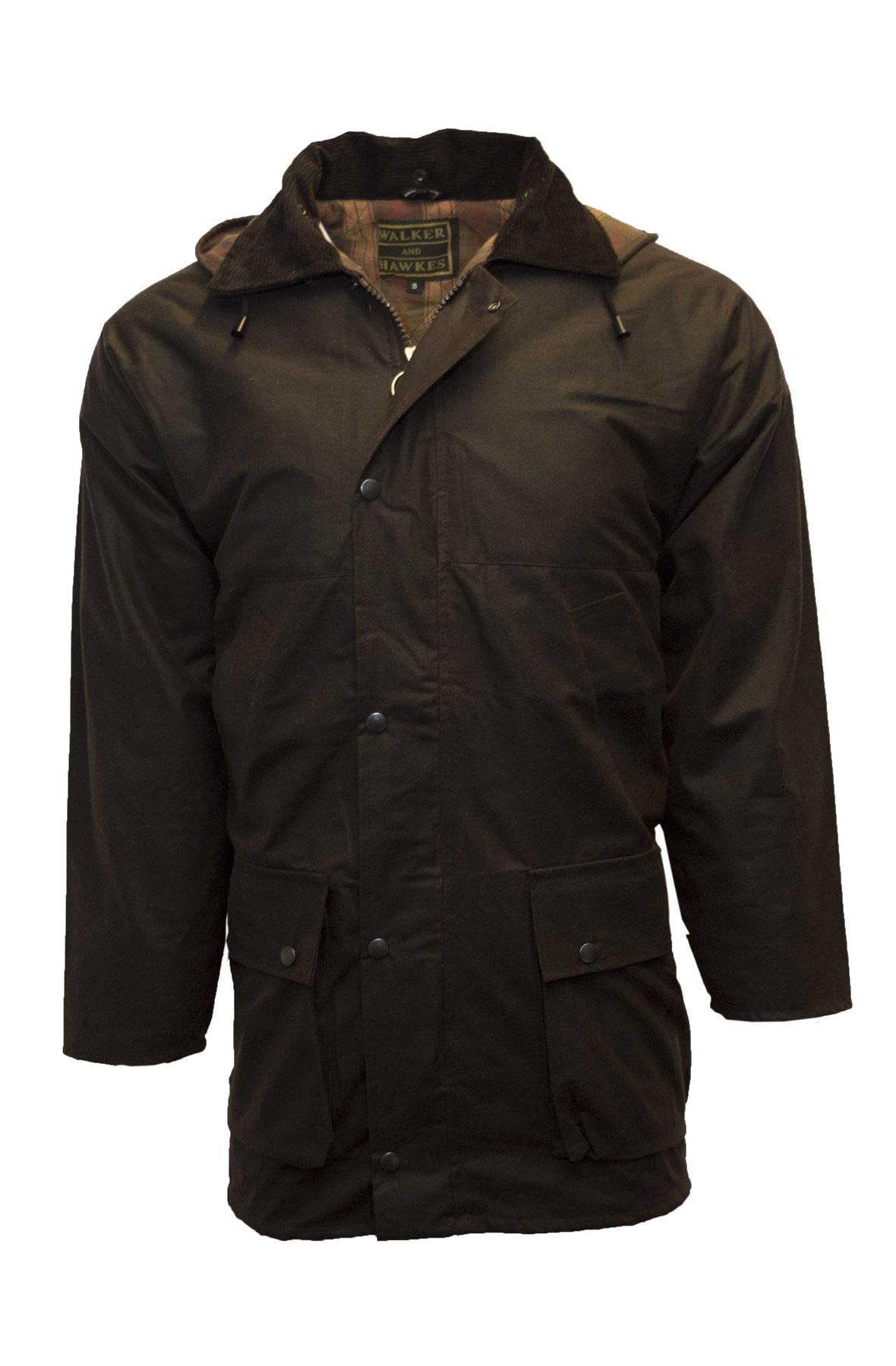 Walker & Hawkes Men's Waterproof Waxed Jacket - Warm Padded Hunting Coat for Outdoor Activities - Brown Waxed Cotton Countrywear for Hiking, Shooting & Countryside Adventures