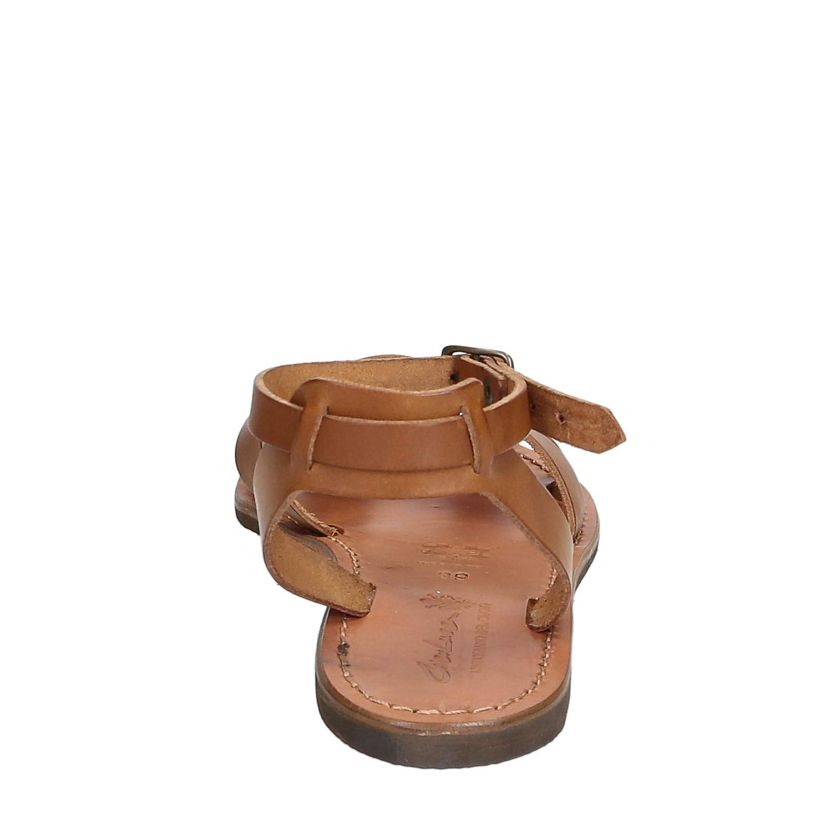 Handmade Women's Tan Flat Sandals - Genuine Italian Leather - Comfortable Summer Beach & Casual Walking Shoes