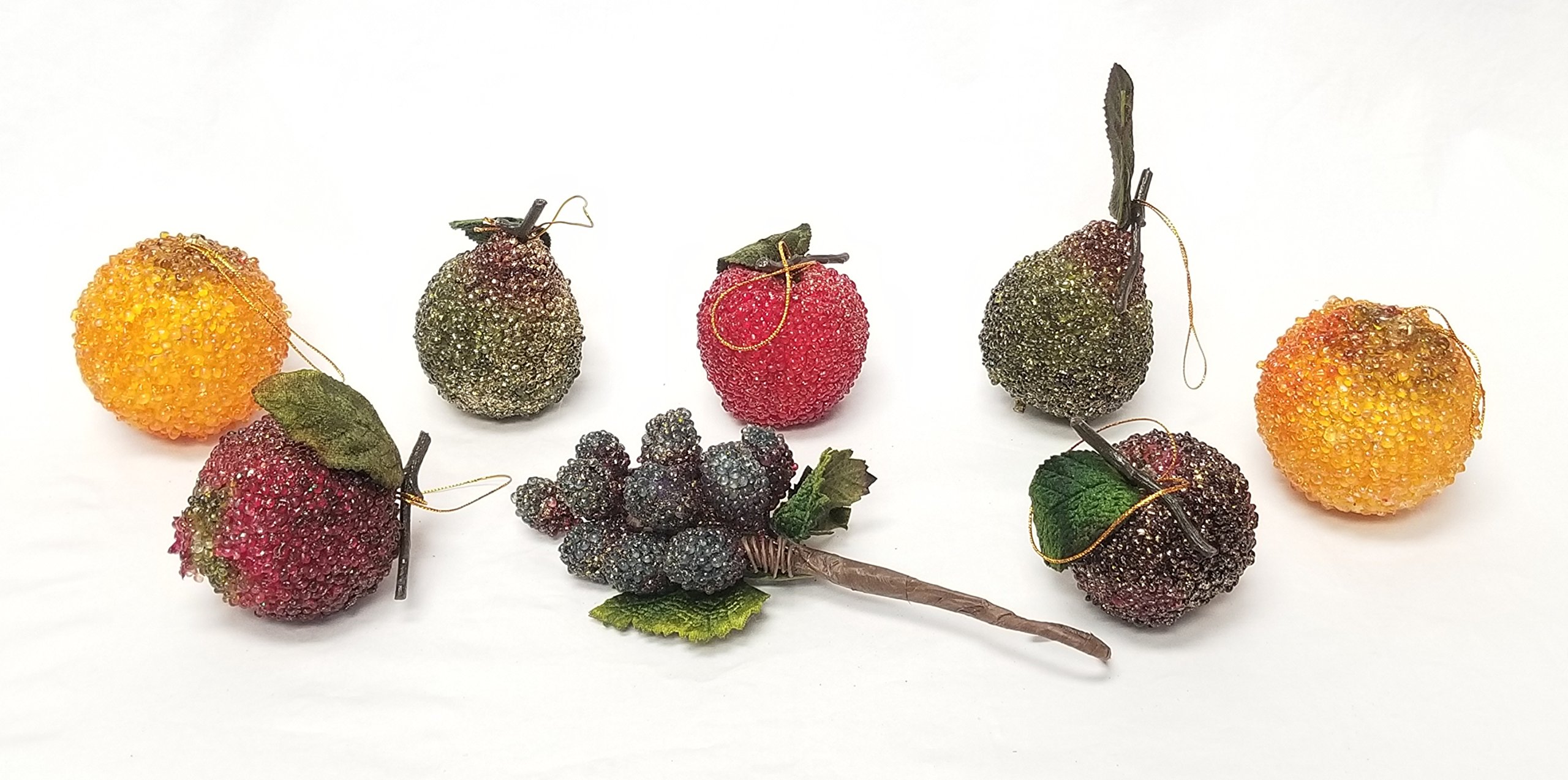 8-Piece Hanging Vectra Artificial Fruit Assortment - Realistic Fake Fruits for Home Decor, Kitchen Display, and Party Centerpieces | Plus One Imports