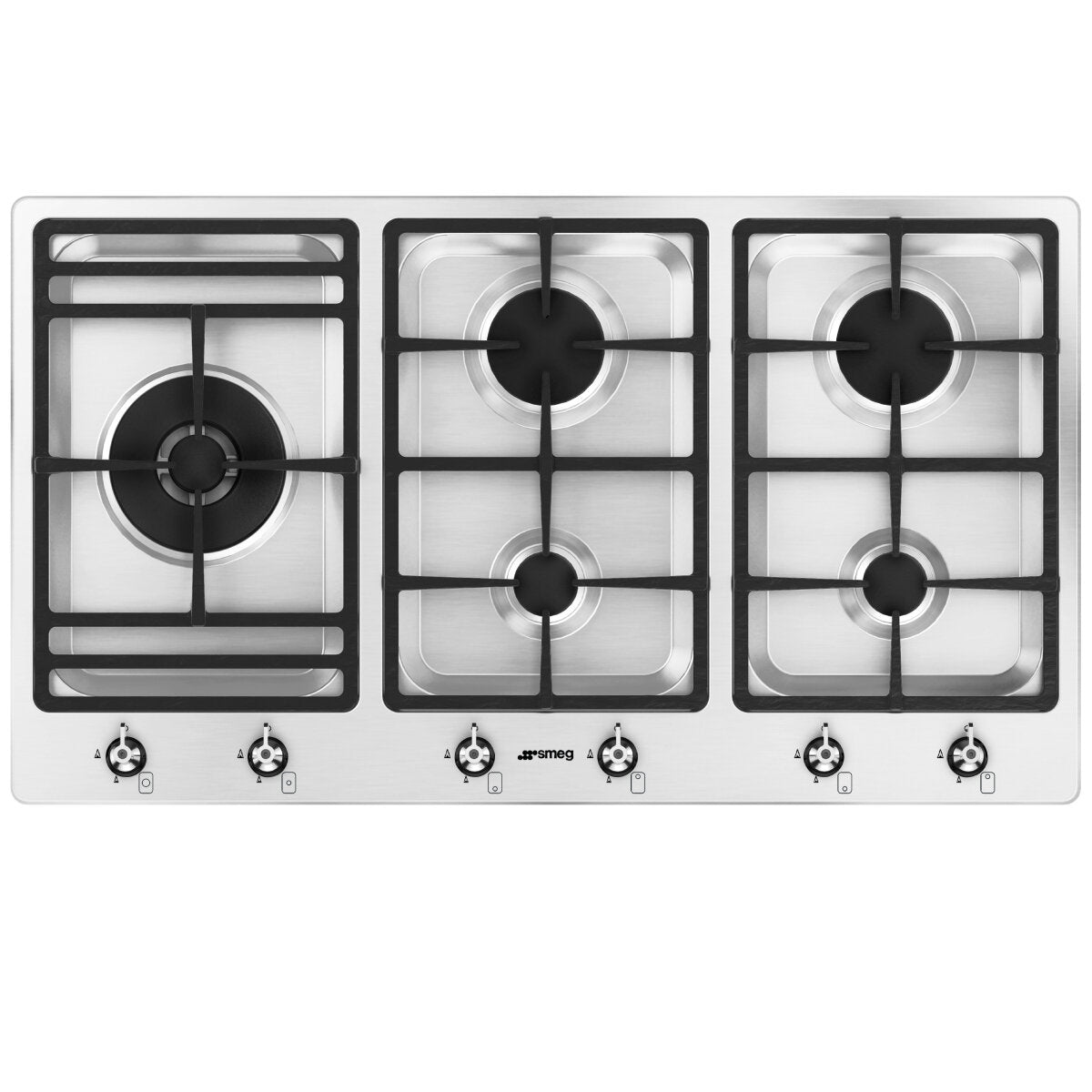 Smeg PSA9062 90cm Classic 5-Burner Stainless Steel Gas Cooktop - Perfect for Modern Kitchens & Professional Cooking