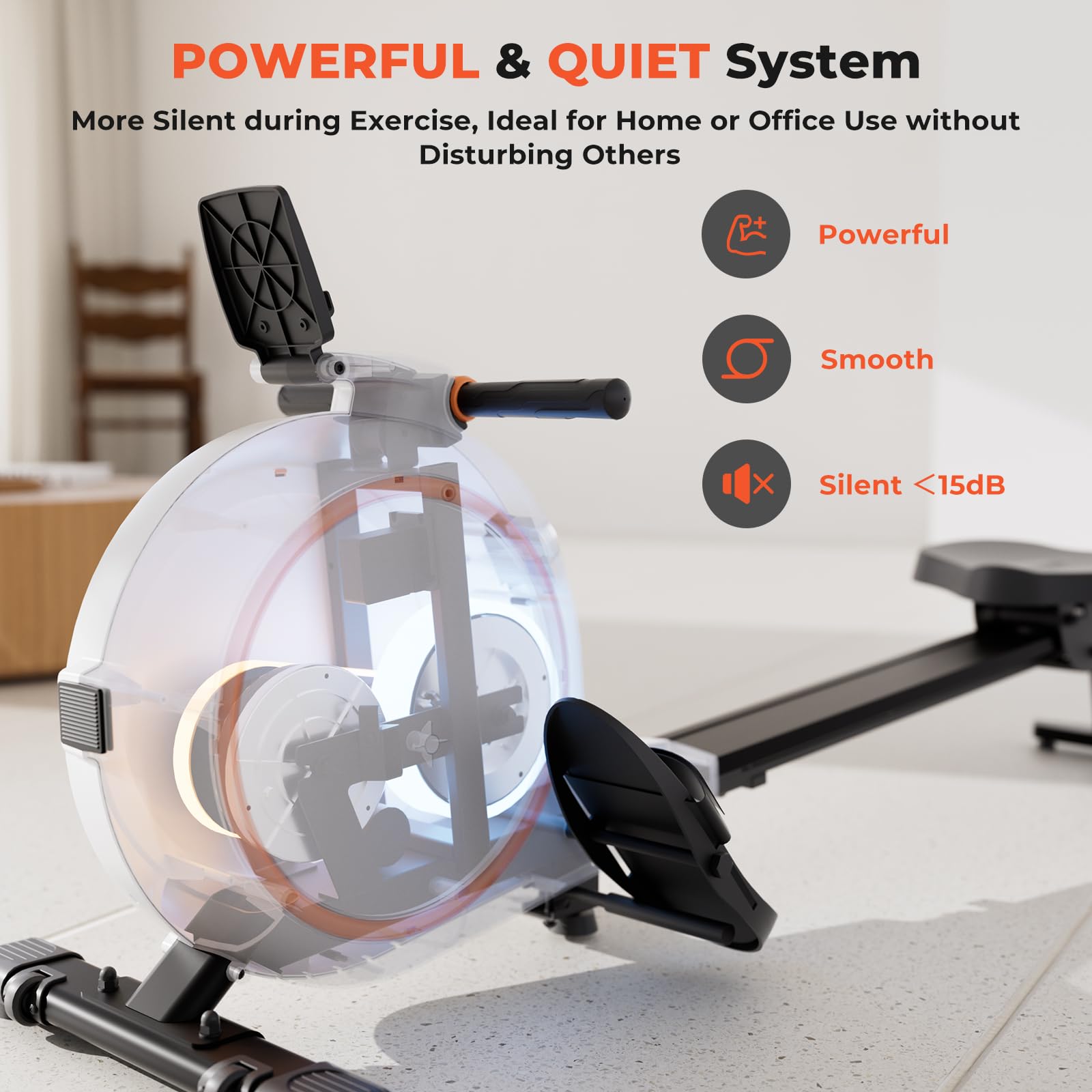 Premium Magnetic Rowing Machine for Home - 32-Level Resistance, 300LB Capacity, Bluetooth Connectivity & App Support with Tablet Holder | Quiet Indoor Rower for Full-Body Workout, Cardio Training & Home Gym Fitness