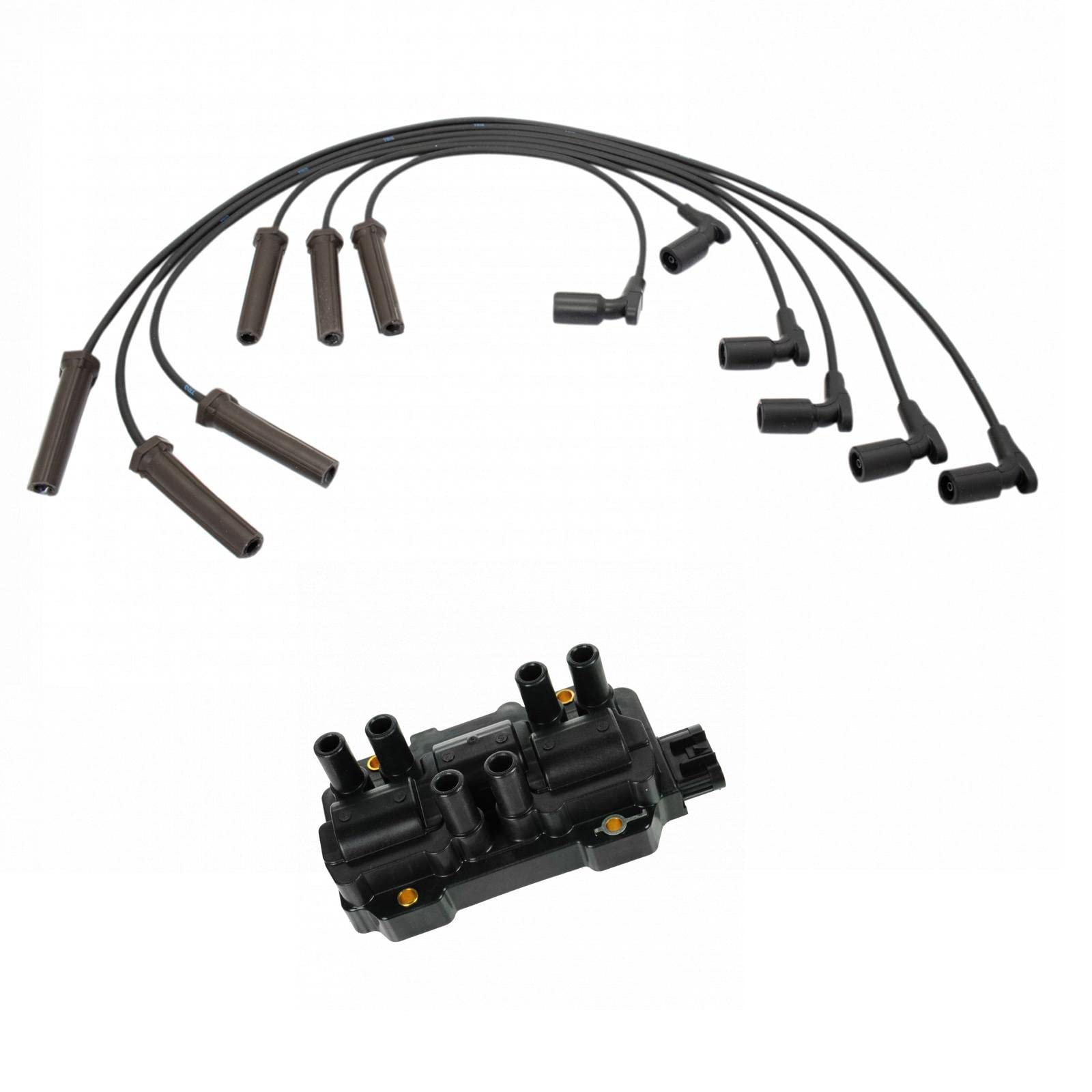 TRQ Ignition Coil & Spark Plug Wires Kit - Compatible with 2006-2007 Buick Rendezvous, 2005-2006 Terraza, 2004-2006 Chevy Malibu Uplander, Pontiac G6 Montana, Saturn Relay - High Performance Replacement for Smooth Engine Start & Acceleration