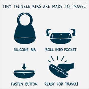Tiny Twinkle Roll-Up Silicone Baby Bib - Soft, Durable & Waterproof Feeding Bib with Food Catcher Pocket for Easy Cleanup | Perfect for Infants & Toddlers at Mealtime