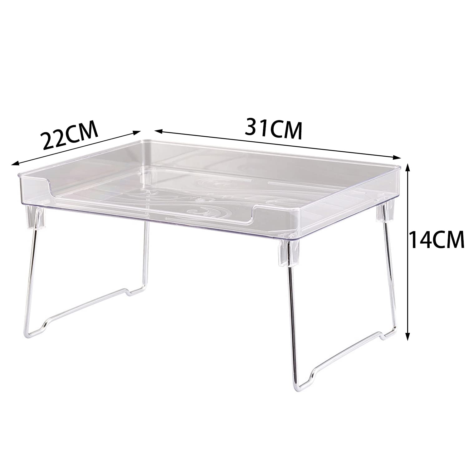 2-Pack Stackable Kitchen Shelves - Foldable Cabinet Storage Shelf Organizer for Countertops - Clear Space-Saving Rack for Kitchen, Bedroom & Bathroom Organization (Perfect for Small Spaces & Clutter-Free Storage)