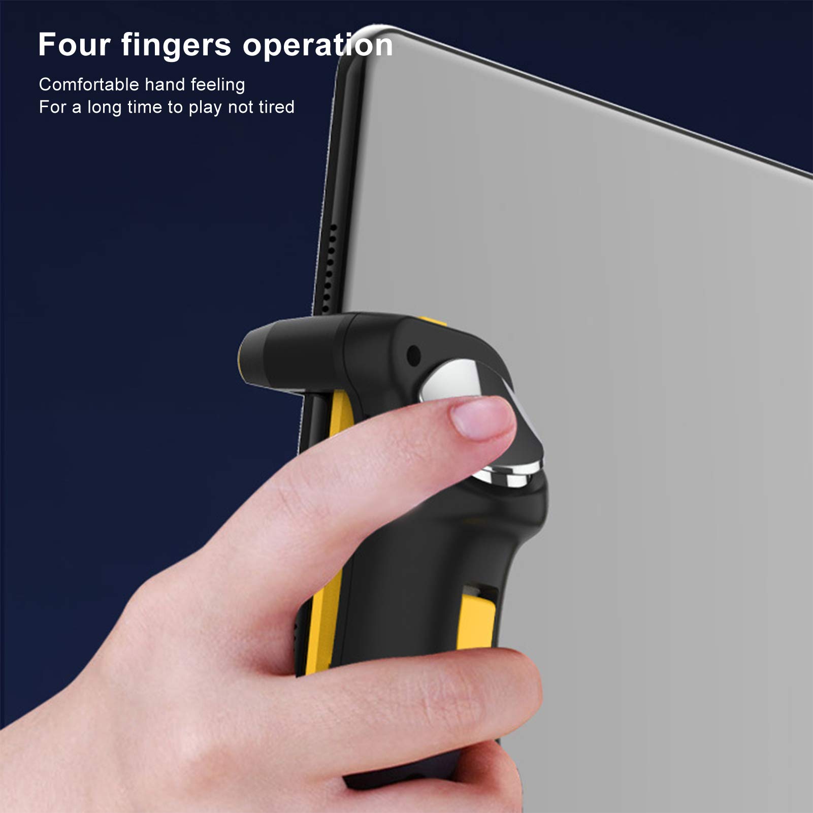 Mobile Game Controller for PUBG - 4-Finger Touch, Full Protection (Yellow) - Perfect for Tablets & Gaming