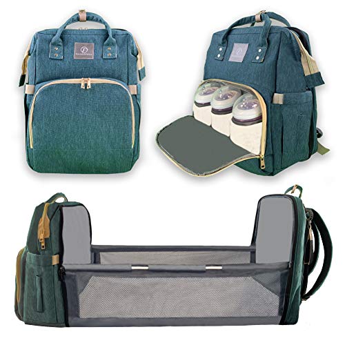 **Premium Waterproof Diaper Bag Backpack for Moms & Dads – Large Capacity Baby Travel Bag with Insulated Pockets, Changing Pad & Stroller Straps – Foldable & Multifunctional for Daycare, Travel & Outings (Green)**