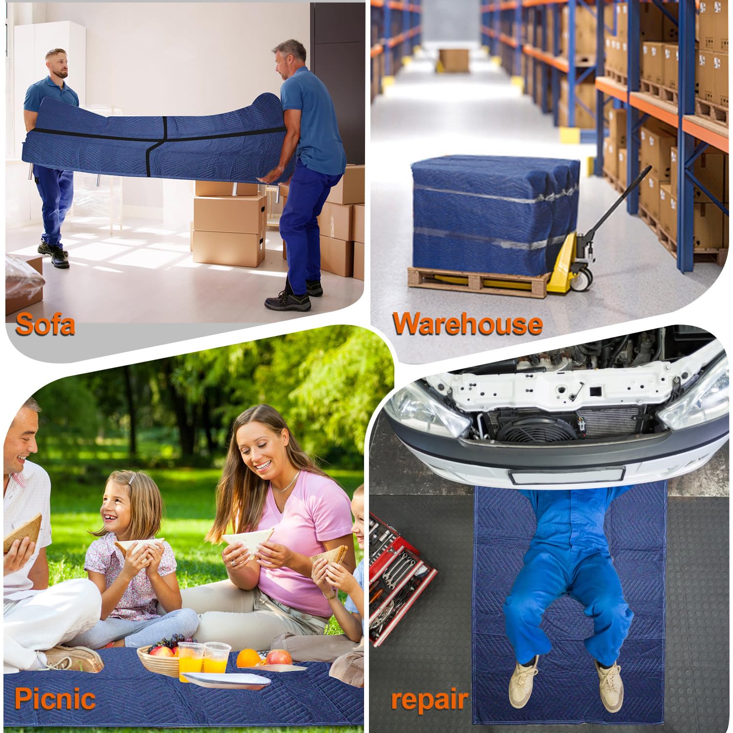 4 Pack Heavy Duty Moving Blankets 40