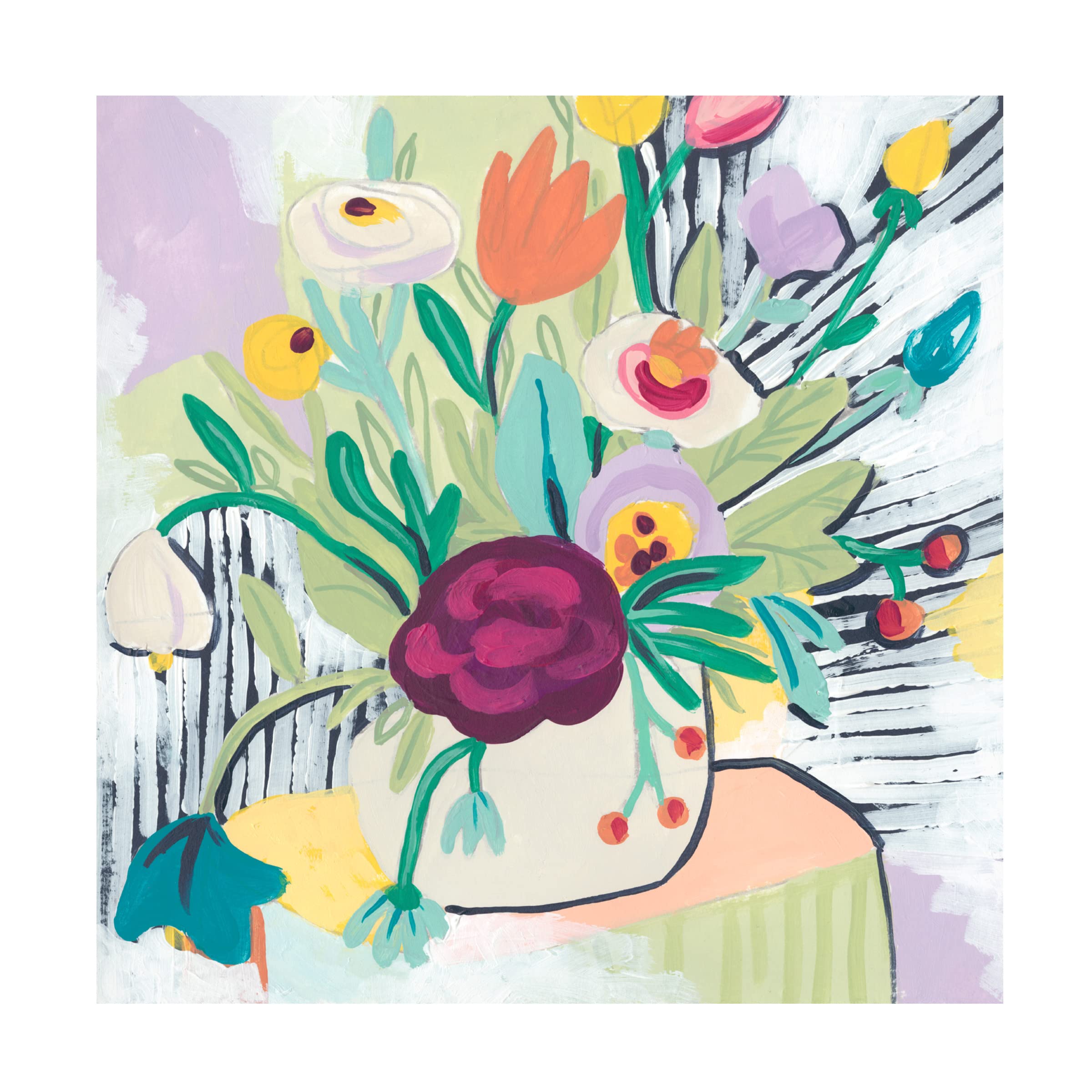 Trademark Fine Art 'Fauvist Floral I' Canvas Wall Art Print by June Erica Vess - Vibrant Abstract Floral Painting for Living Room, Bedroom & Office Decor