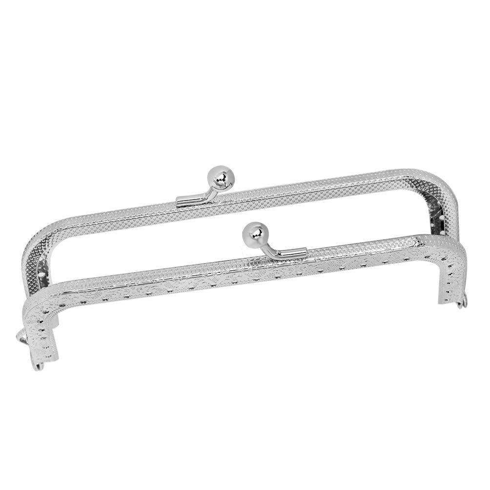 EXCEART 8.5cm Silver Vintage Square Metal Purse Frame with Kiss Clasp Lock - DIY Craft Frame for Coin Bags, Wallets & Embossed Clutch Purses - Perfect for Handmade Vintage Style Accessories and Gift Making