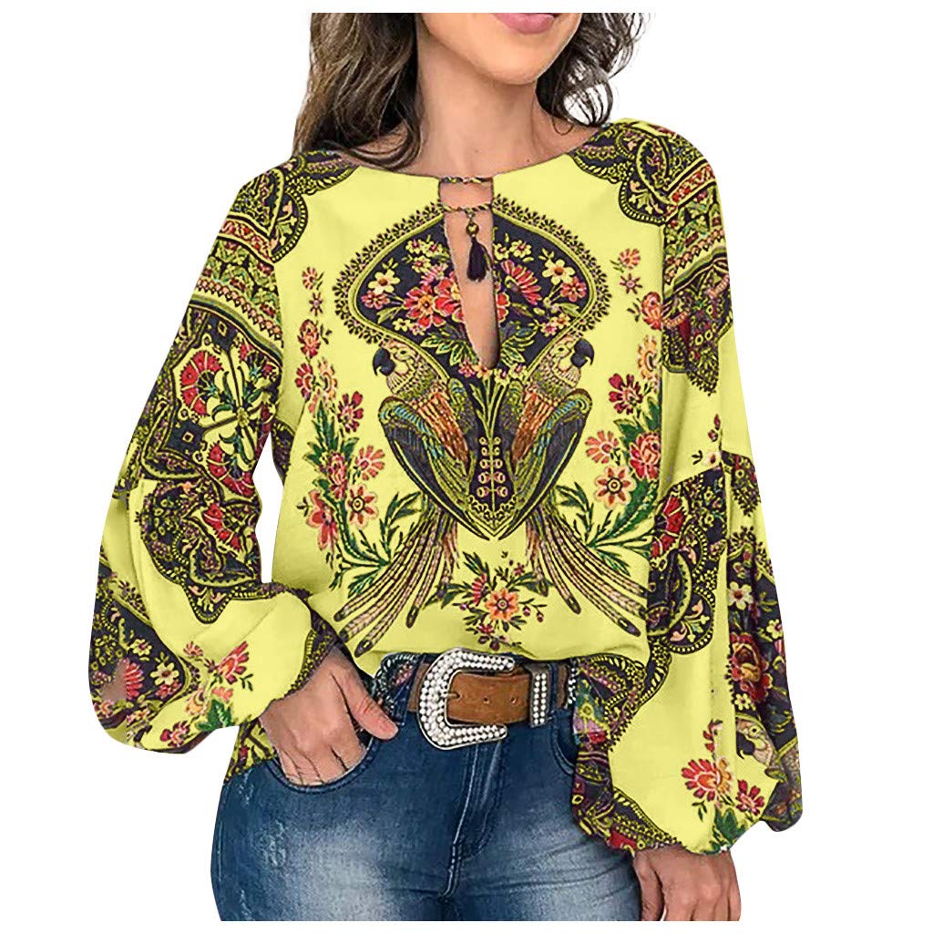 Boho Beach Print Long Sleeve Blouse for Women - Soft & Comfy Vacation Shirt - Perfect for Casual Outings, Beach Holidays and Summer Travel