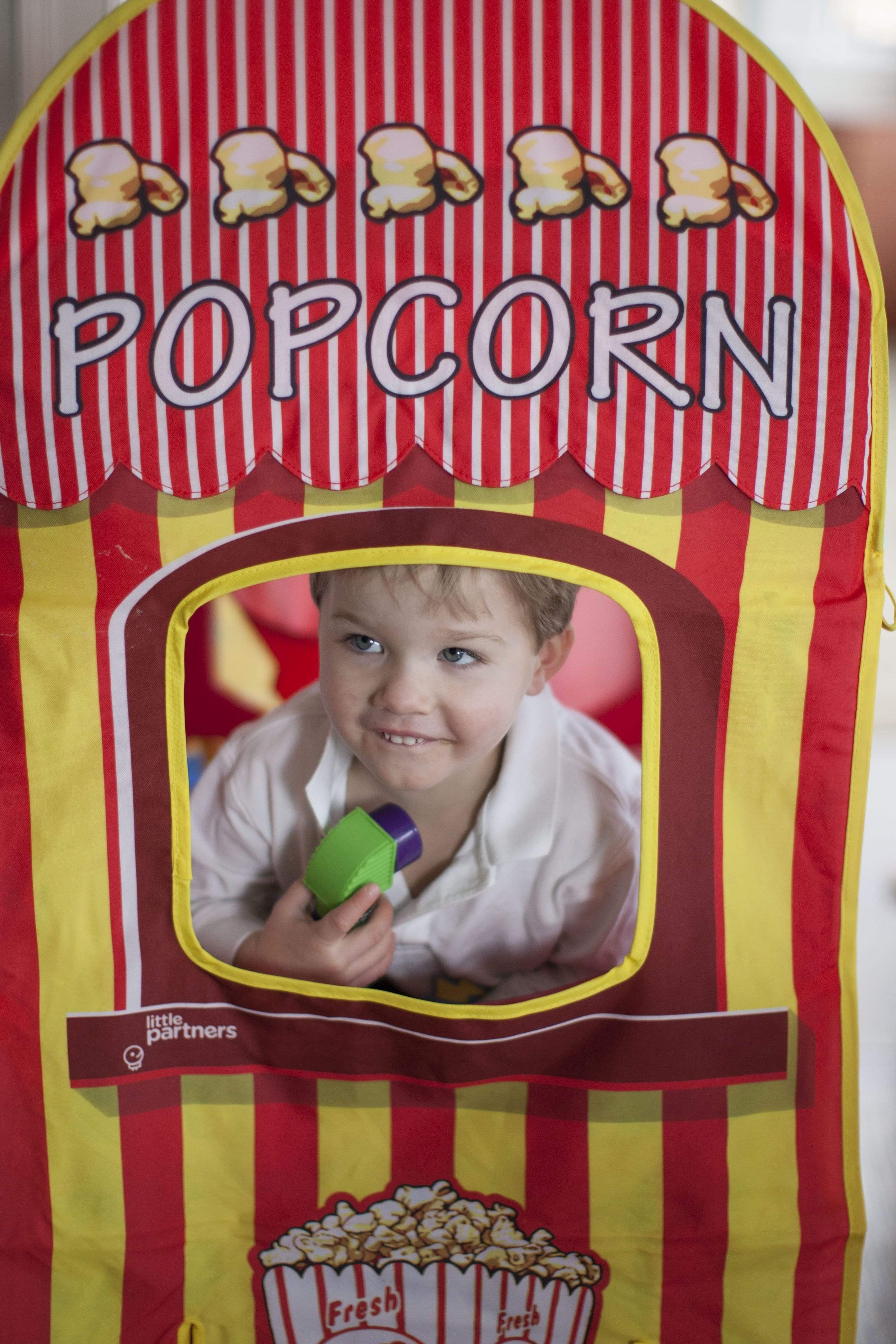 Little Partners Learning Tower Playhouse with Puppet Theatre & Popcorn Stand - Montessori Toddler Helper for Kitchen, Playroom & Pretend Play Activities