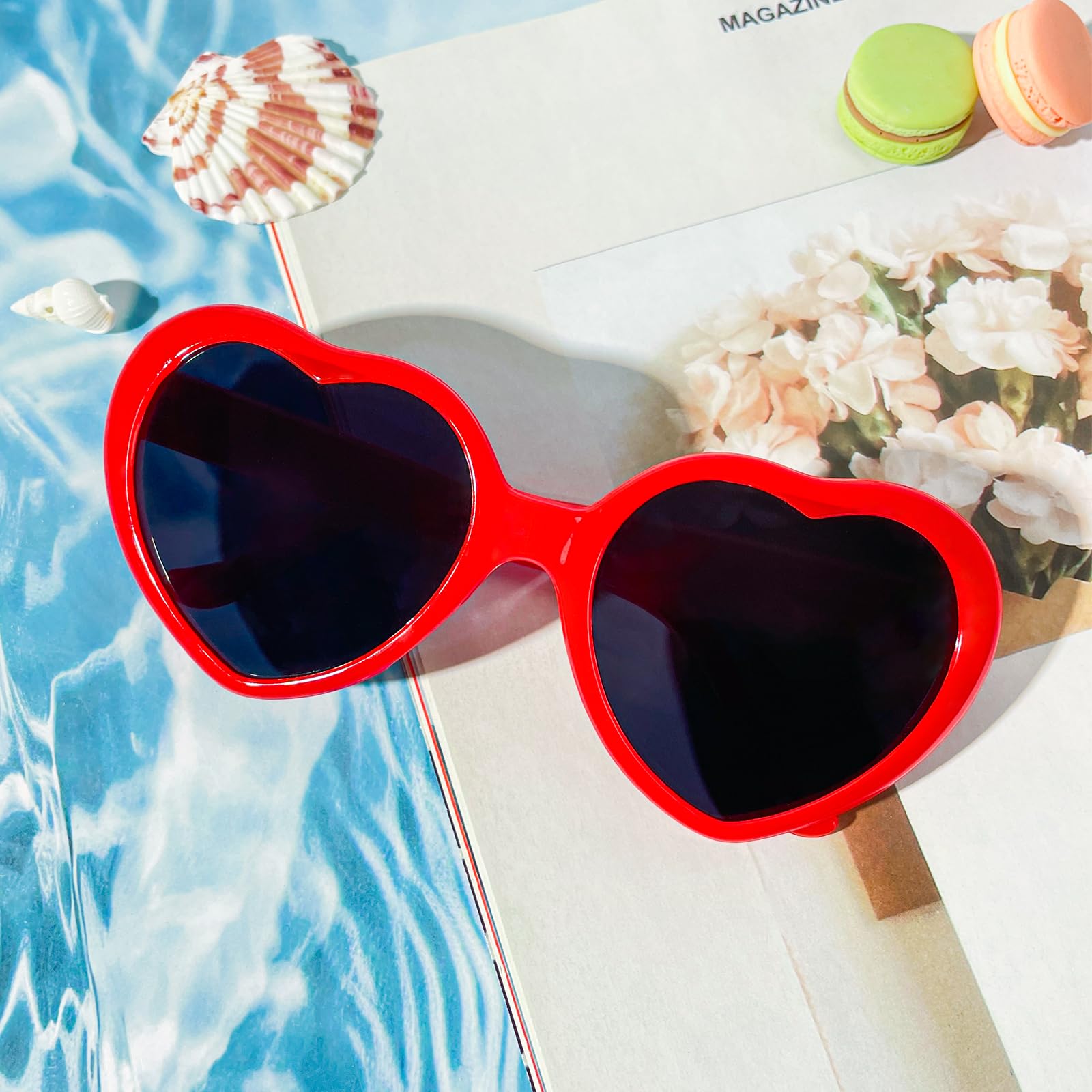 Pibupibu Neon Heart Sunglasses Bulk - Wholesale Party Favors for Birthday, Rave, Festival & Cosplay - Fun Accessories for Girls, Boys & Adults