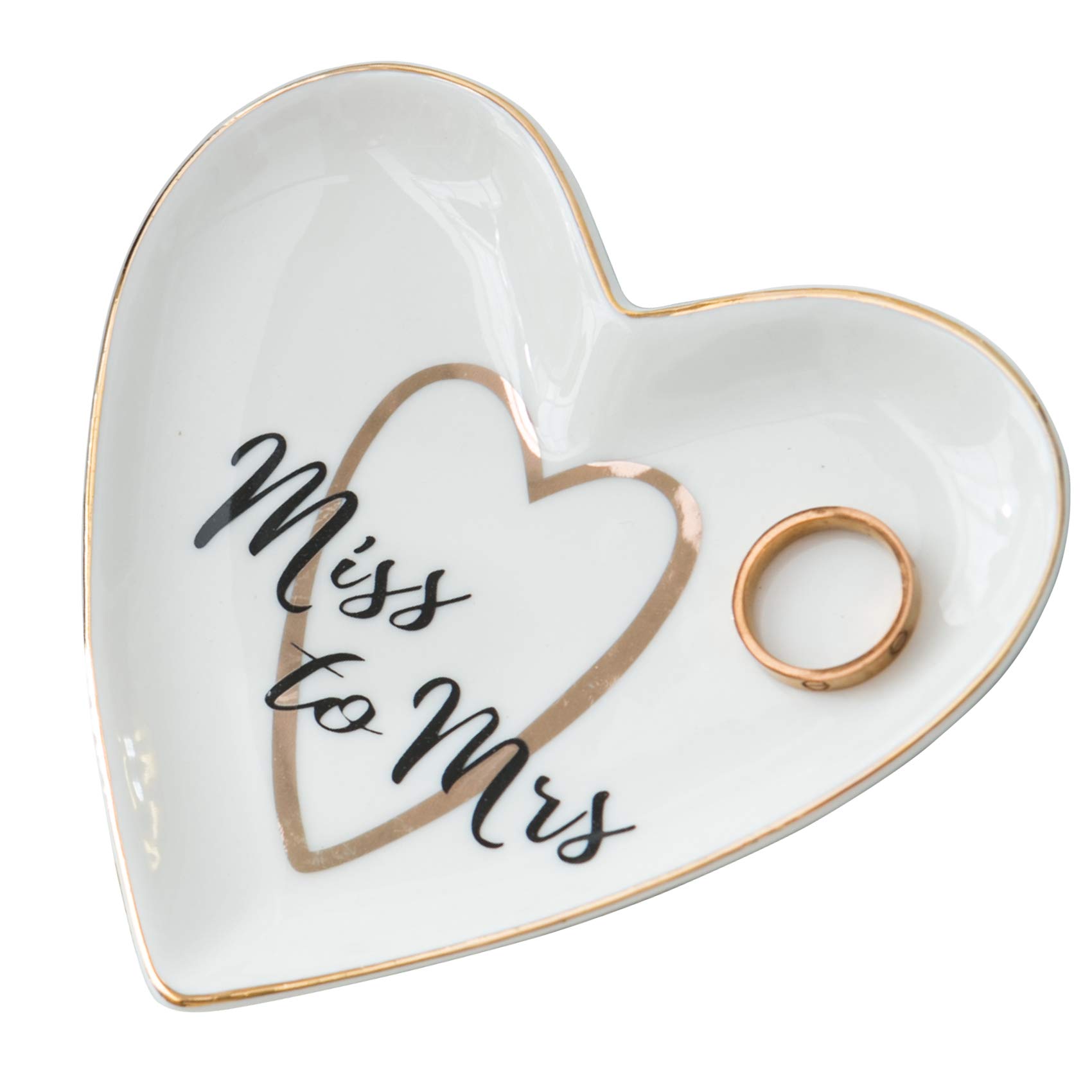 Kimdio Heart-Shaped Ceramic Jewelry Dish - Elegant Ring Holder & Trinket Tray for Women | Perfect Gift for Wife, Girlfriend, Friends | Jewelry Organizer for Wedding, Birthday, Christmas | Ideal for Dresser, Vanity & Nightstand Decor
