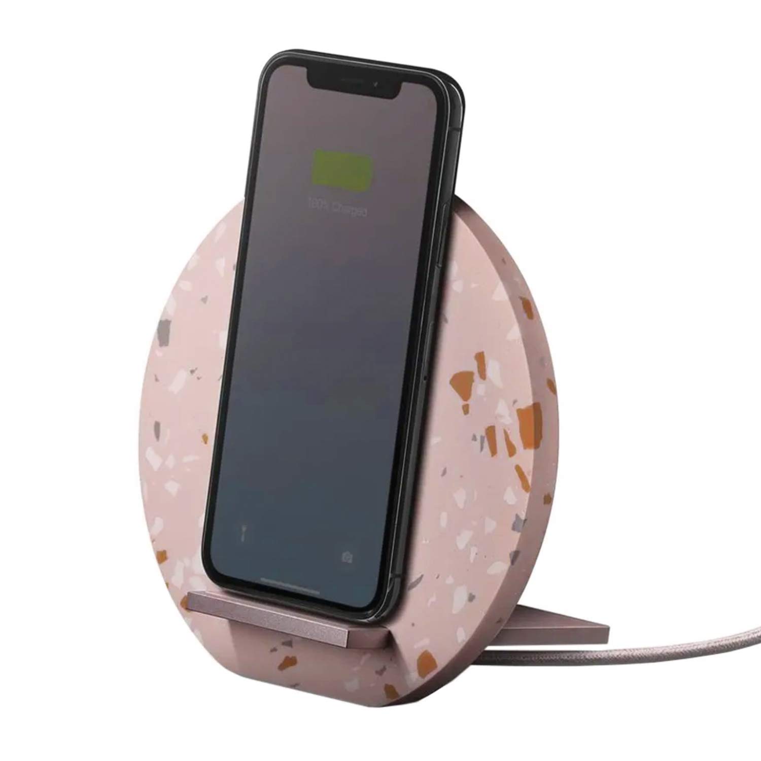 NATIVE UNION Dock Wireless Charger TERRAZZO Edition - Fast Qi-Certified Charging Stand for iPhone, Samsung, AirPods - Stylish Home & Office Desk Accessory