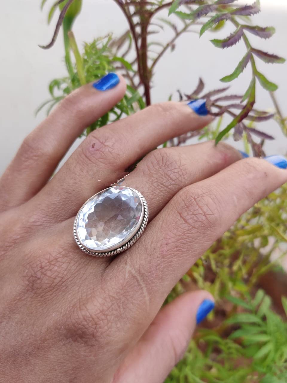 925 Sterling Silver Crystal Quartz Gemstone Ring - Handcrafted Boho Statement Ring for Women | Clear Quartz Engagement & Anniversary Jewelry Gift | Perfect for Casual Wear, Boho Chic Outfits & Special Occasions
