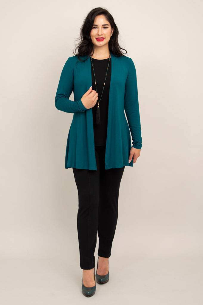 Eco-Friendly Bamboo Chopra Jacket in Teal - Sustainable Lightweight Outerwear for Yoga, Travel & Casual Wear