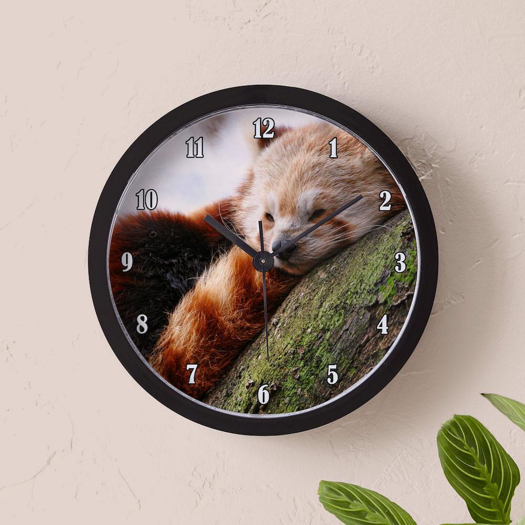 RED Panda 10 Inch Wall Clock - Decorative Silent Non-Ticking Clock for Living Room, Kitchen, Office & Home Decor | Perfect Gift Idea for Animal Lovers
