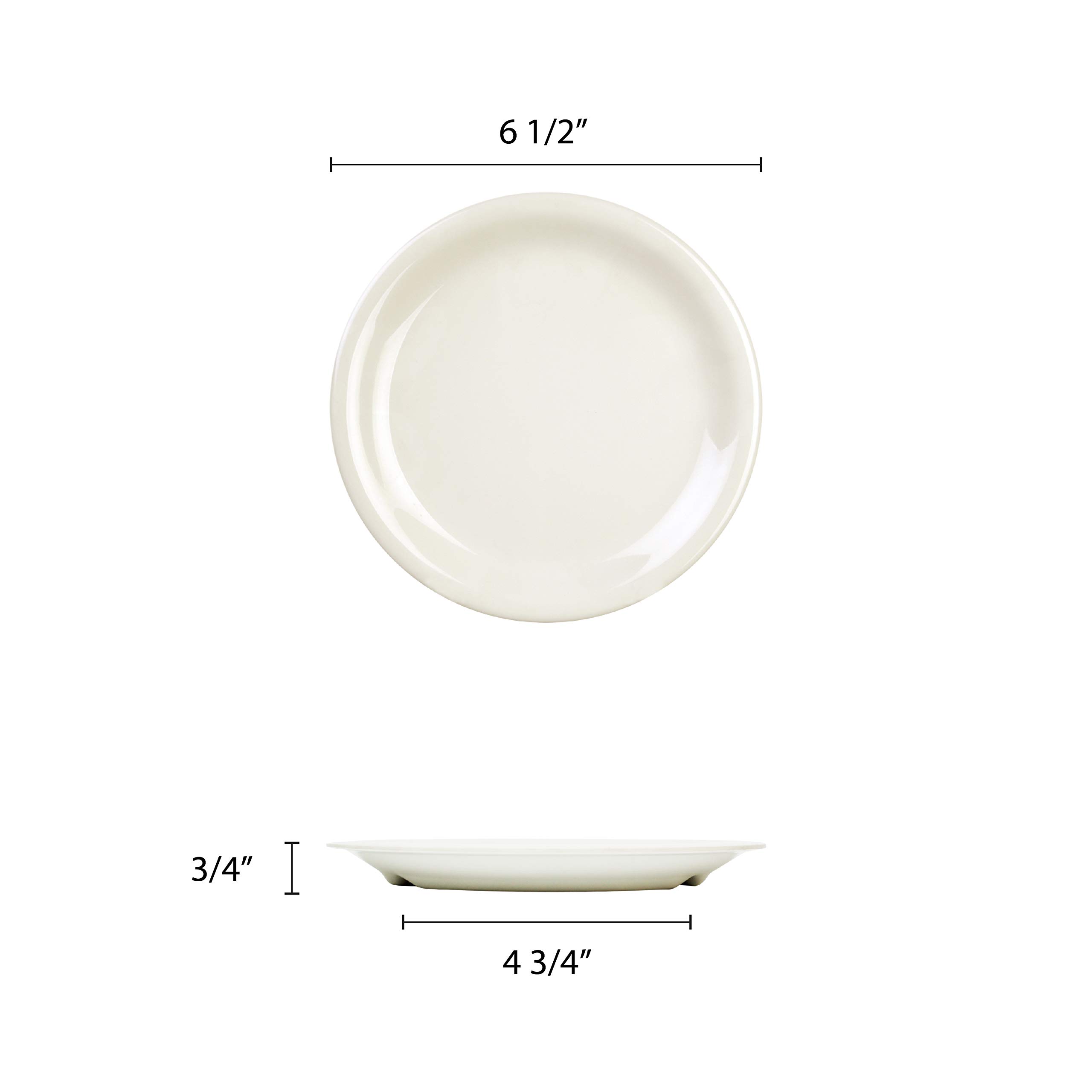 Ivory Melamine Dinner Plates 6.5 Inch - Set of 12 Narrow Rim Round Plates for Restaurants, Catering & Outdoor Dining - Durable & Stylish Dishware