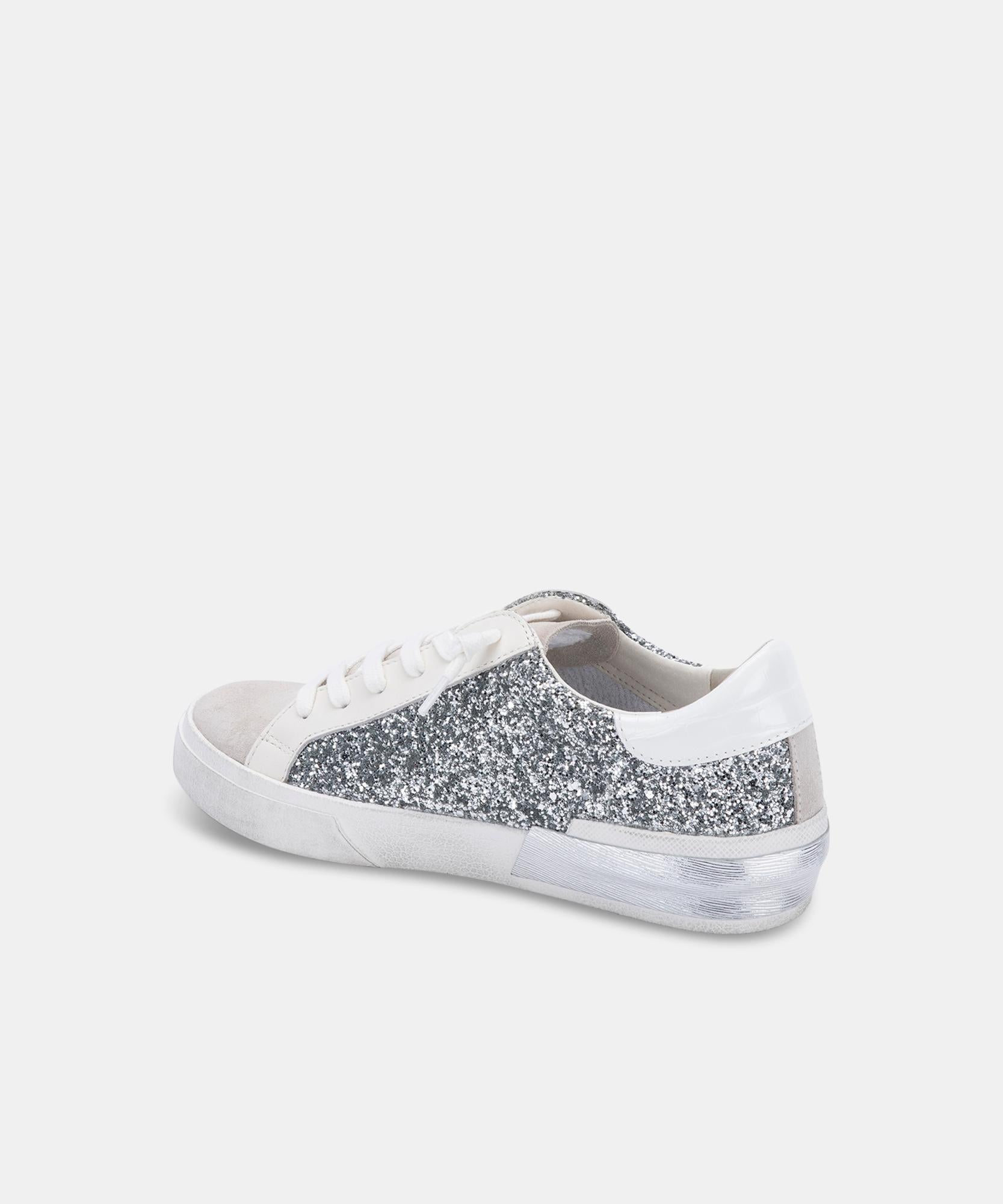 ZINA Women's Silver Glitter Sneakers - Fashionable Comfort for Casual Wear, Gym & Everyday Outfits