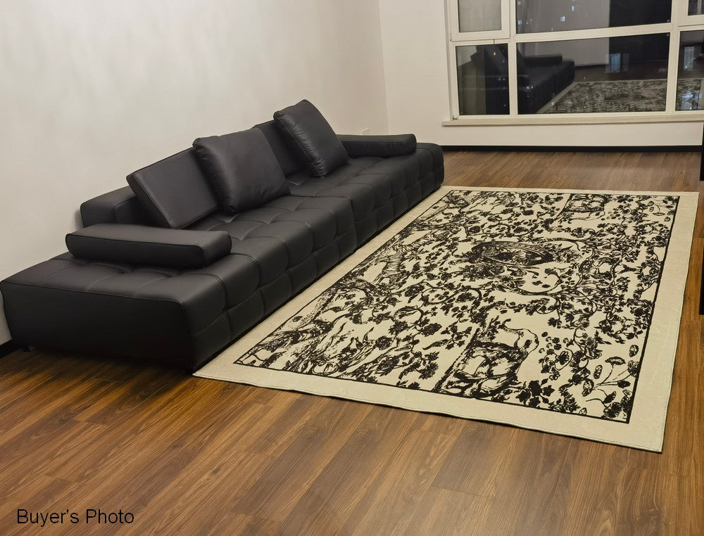 Contemporary Modern Area Rugs for Living Room & Dining Room - Soft Plush French Style Rug for Under Coffee Table - Thick Non-Slip Interior Design Carpet - Perfect for Home Decor, Office & Bedroom