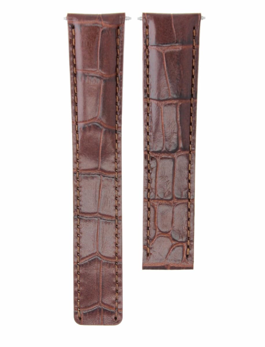 20mm Genuine Leather Watch Band Strap for IWC Portuguese Top Gun - Brown Deployment Clasp Replacement - Durable & Comfortable for Daily Wear, Business & Casual Occasions