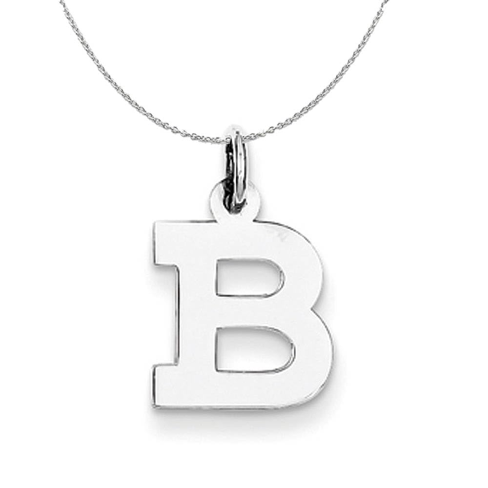 The Black Bow Silver Amanda Collection Small Block Style Initial B Necklace - Perfect for Everyday Wear, Gifting, and Special Occasions