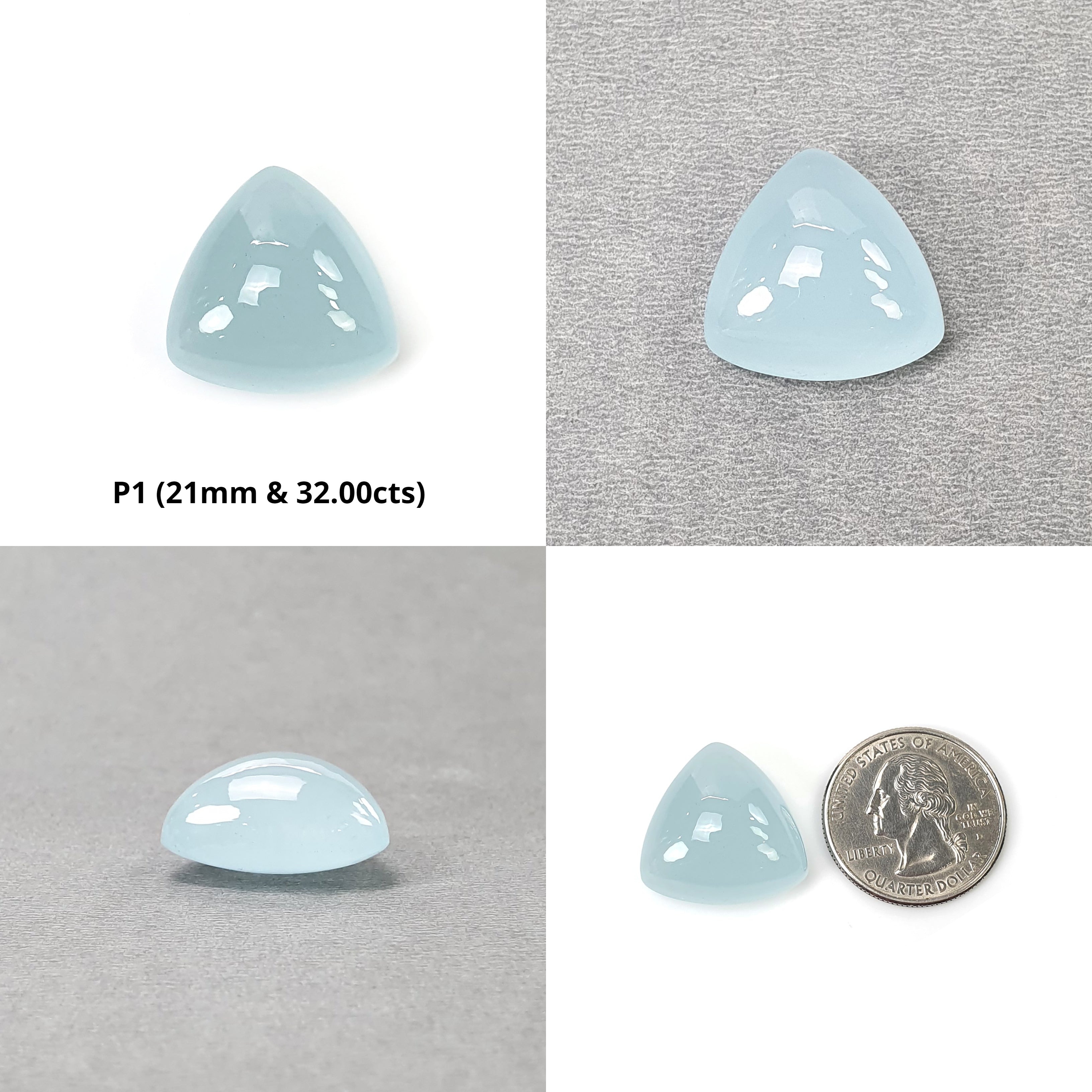 Natural Blue Aquamarine Gemstone Cabochon - Untreated Aquamarine Triangle & Pear Shape Stone (1pc) for Jewelry Making, Pendants & Healing Crystals