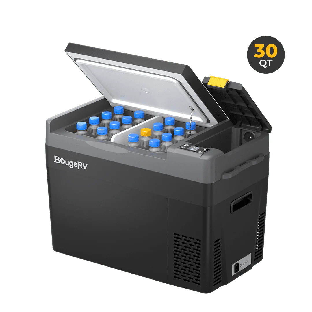 BougeRV CRPRO30 12V Portable Refrigerator Freezer - 30 Quart Car Fridge for Camping, Road Trips & Outdoor Adventures | Compact Cooler for Food, Drinks & Medicine