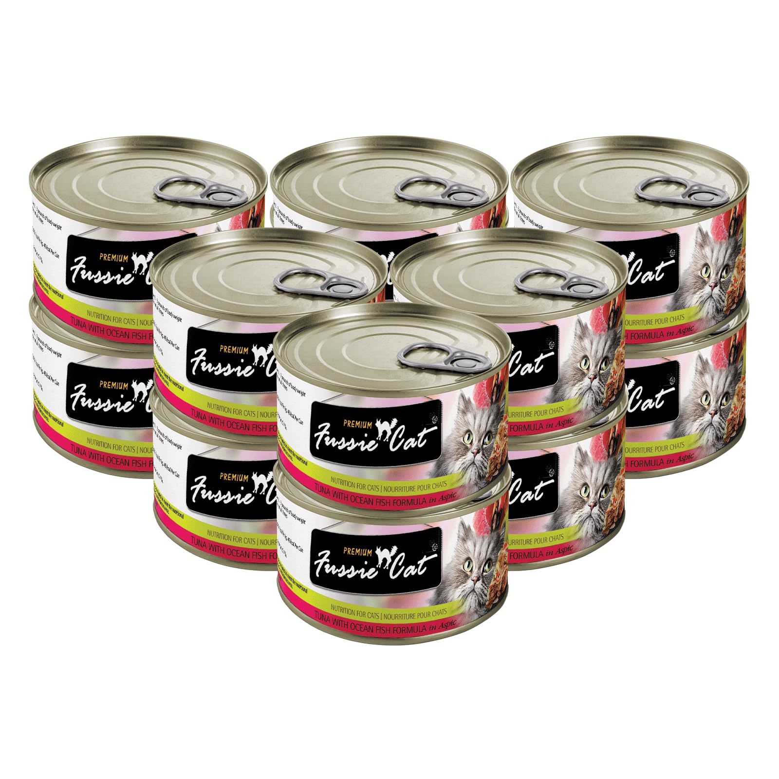 Premium Fussie Cat Tuna & Ocean Fish Wet Cat Food - 5.5oz Cans (Pack of 24) - Grain-Free, High-Protein Cat Food for Adult & Senior Cats - Perfect for Mealtime, Travel & Picky Eaters