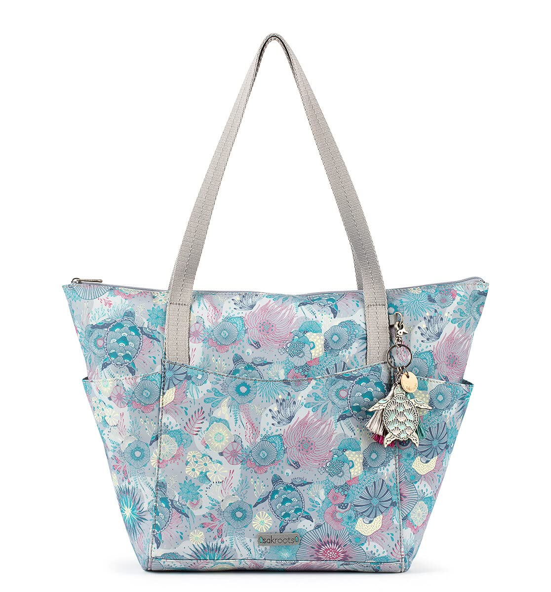 Sakroots Tacoma Eco-Twill Tote Bag - Reusable Grocery Shopping Tote for Women, Eco-Friendly Cotton Canvas Tote with Pockets - Perfect for Work, Beach, Travel & Farmers Market