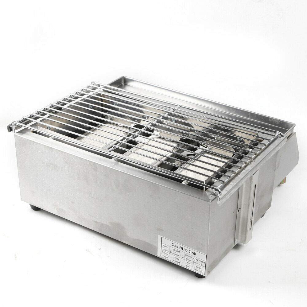 DYRABREST Commercial Smokeless Indoor Grill - Stainless Steel Gas Grill for Home Use with Drip Tray & Annular Heating Tube - Perfect for Apartment BBQ, Kitchen Cooking, and Smoke-Free Grilling (Style 2)
