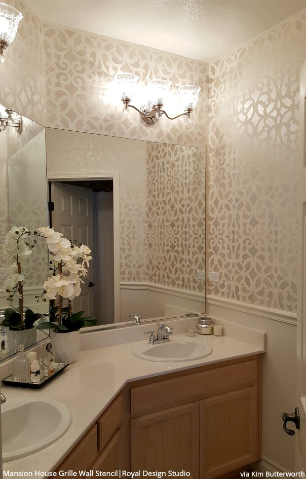 Mansion House Grille Trellis Wall Stencil - DIY Home Decor Stencil for Wall Painting, Furniture & Crafts - Perfect for Bedroom, Living Room & Garden Projects
