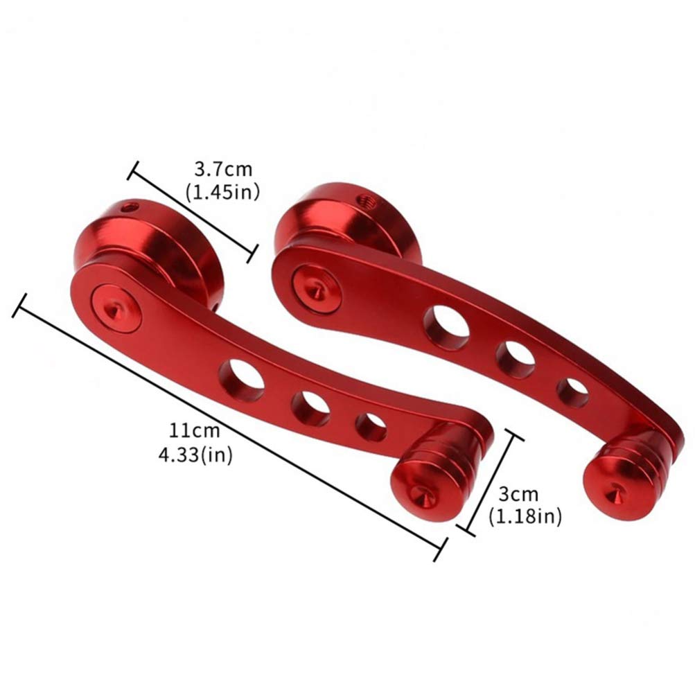 Veemoon Car Window Crank Handle Replacement Set - Universal Window Winder Riser with Mounting Hardware - Durable Red Auto Accessories for Jeep, Truck & SUV Interior Upgrades