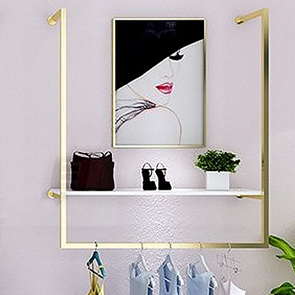 Modern Wall-Mounted Garment Rack - Heavy Duty Metal Clothing Display Stand for Stores | Space-Saving Clothes Rail & Bathroom Towel Hanger | Multi-Purpose U-Shaped Hanging Rod for Closet Organization (Gold) - Perfect for Retail Stores, Bedrooms & Small Space Storage Solutions